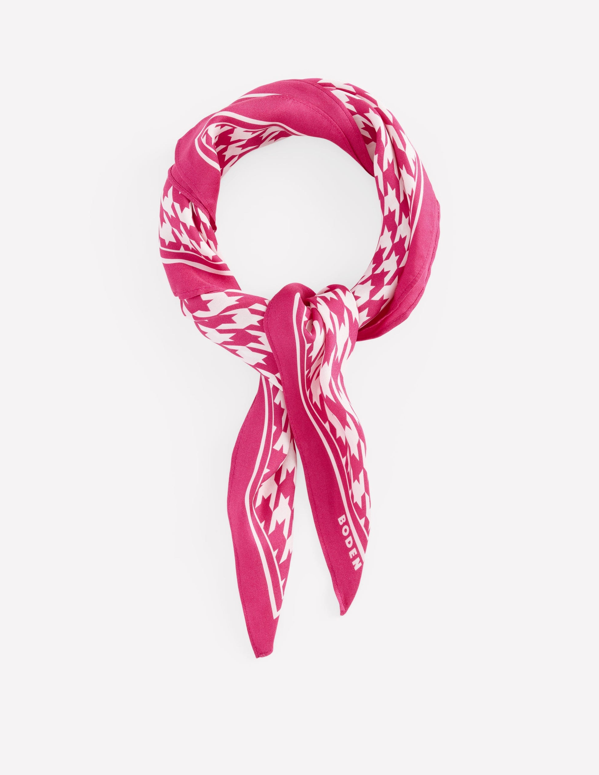 Elisabeth Silk Square Scarf-Pink Peony, Houndstooth-1