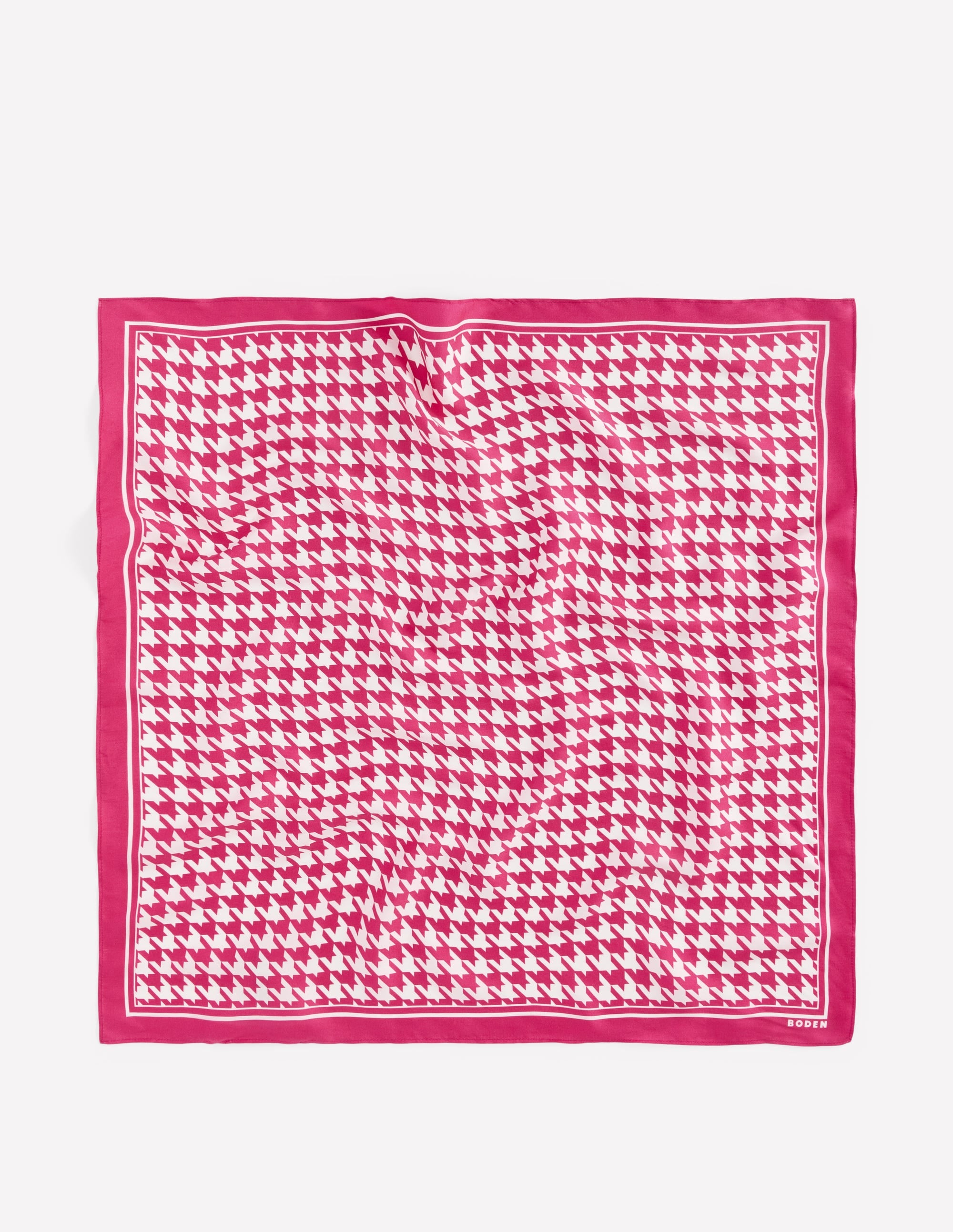 Elisabeth Silk Square Scarf-Pink Peony, Houndstooth - Image 5