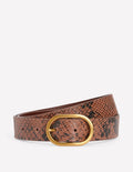 Classic Leather Belt-Brown Snake Print