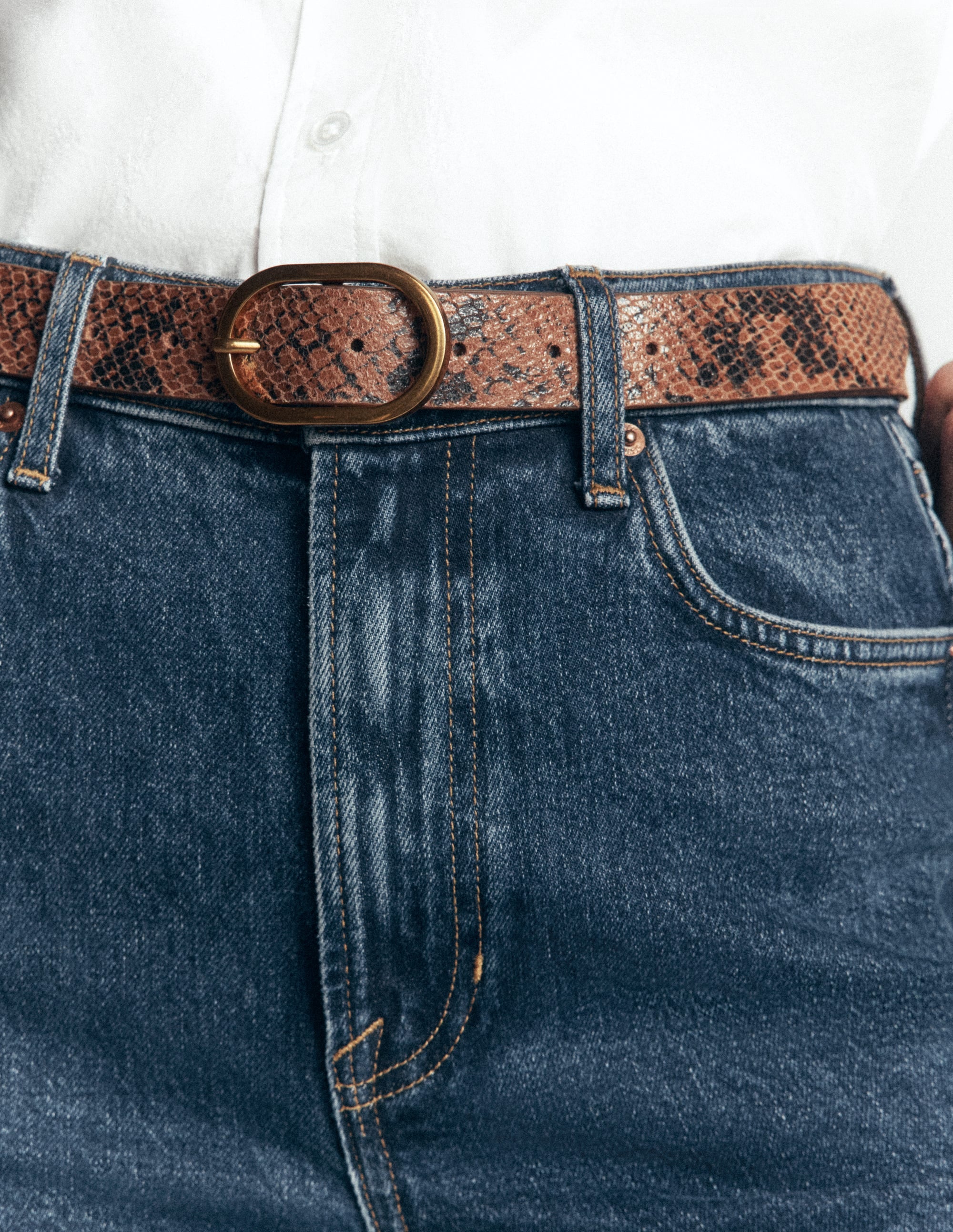 Classic Leather Belt-Brown Snake Print - Image 2