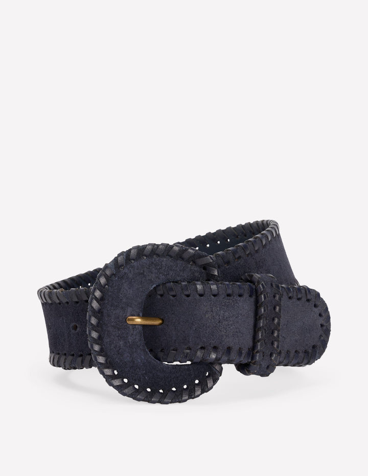 Covered Whipstitch Belt-Navy
