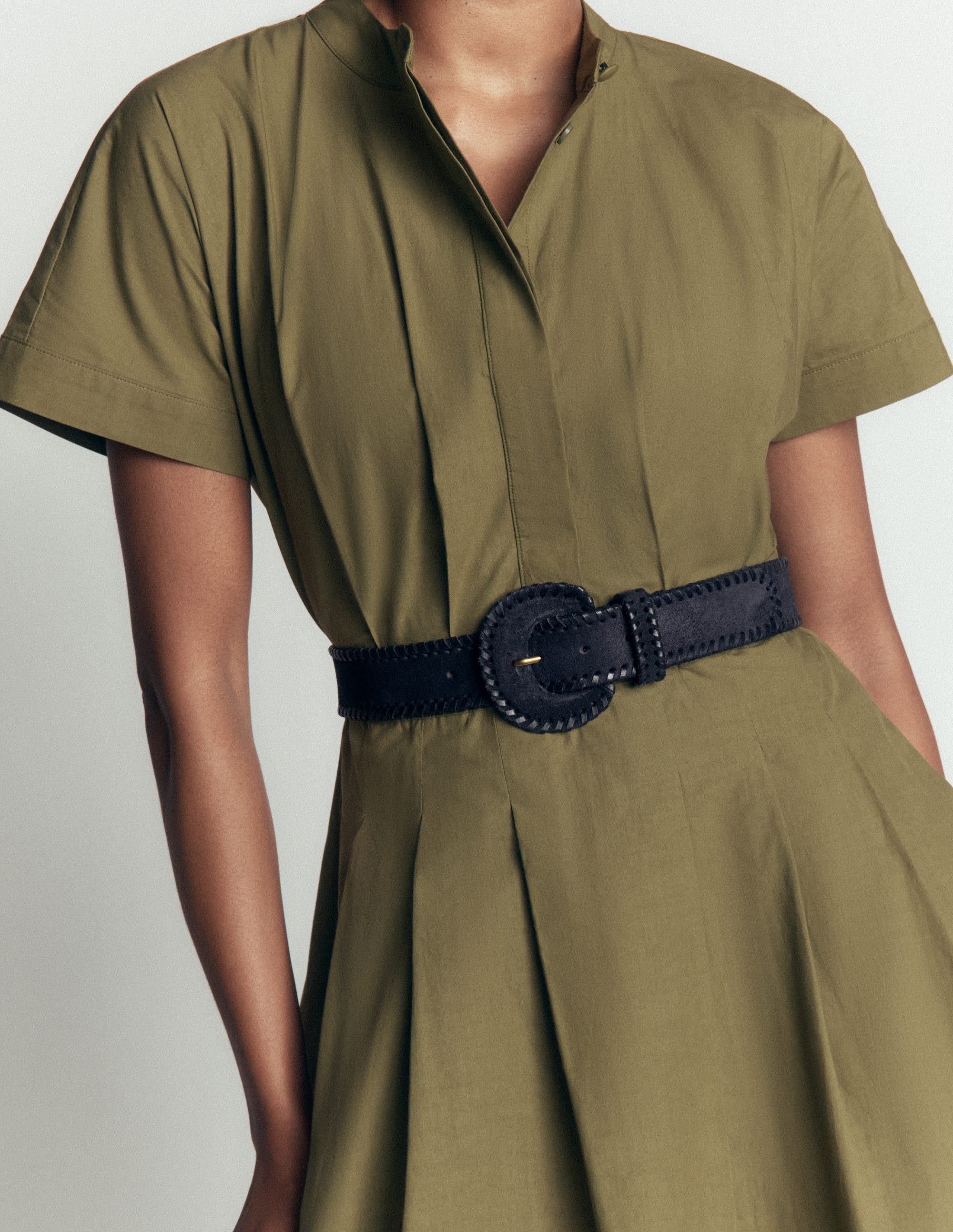Covered Whipstitch Belt-Navy - Image 1