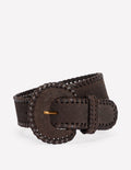 Covered Whipstitch Belt-Chocolate