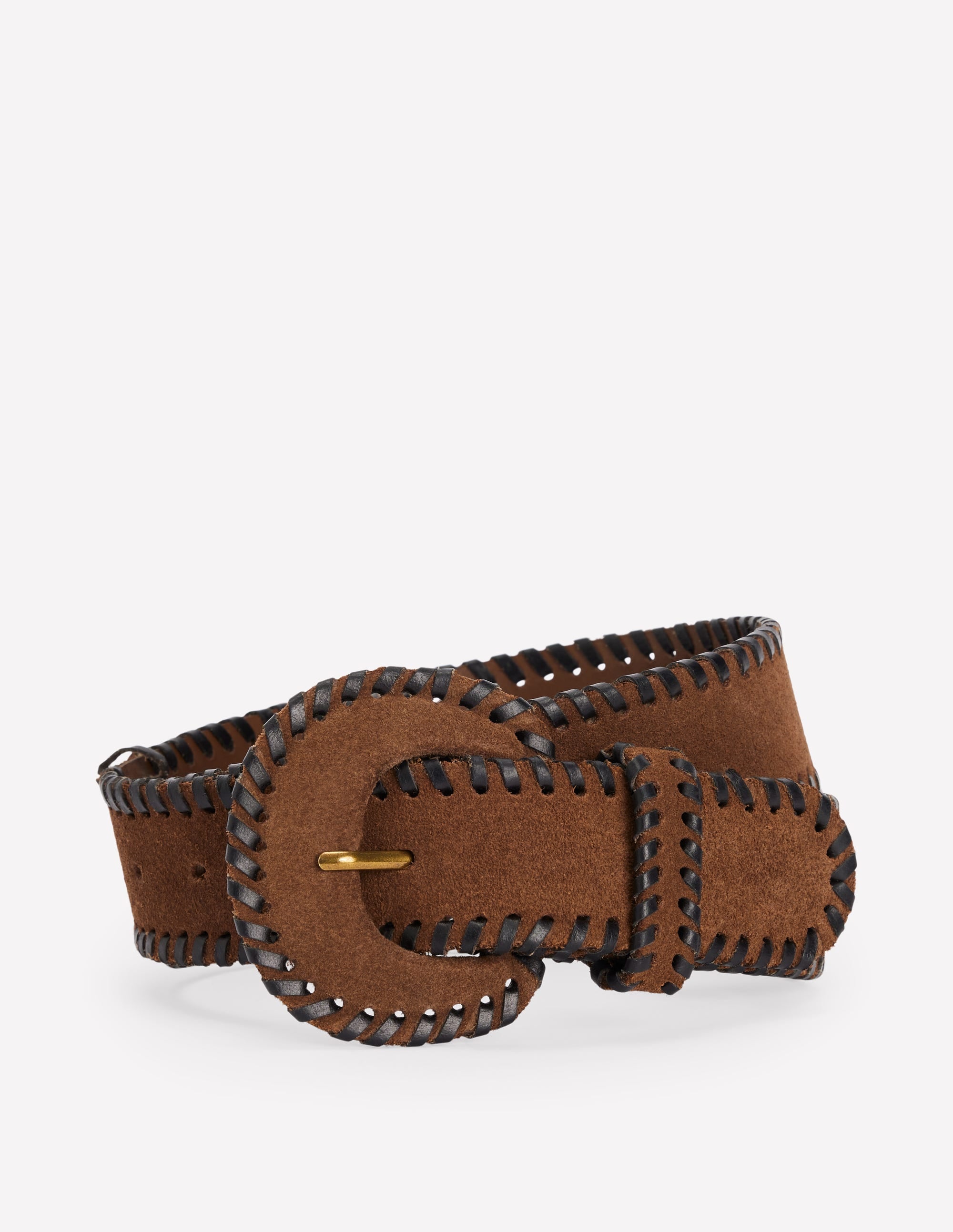 Covered Whipstitch Belt-Raw Umber/Black - Image 2