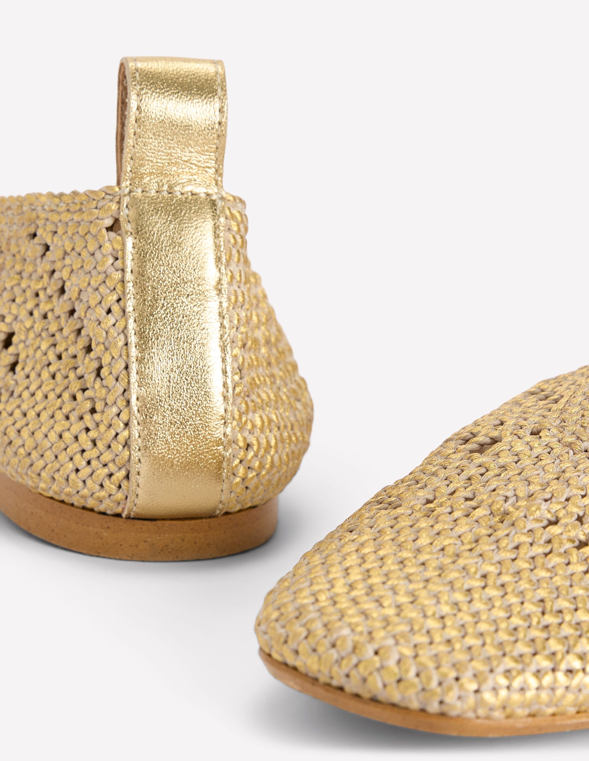 Knitted Ballet Flats-Gold Metallic-4