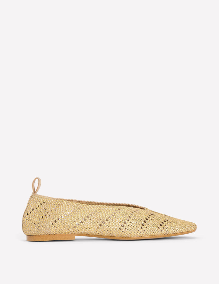 Knitted Ballet Flats-Gold Metallic
