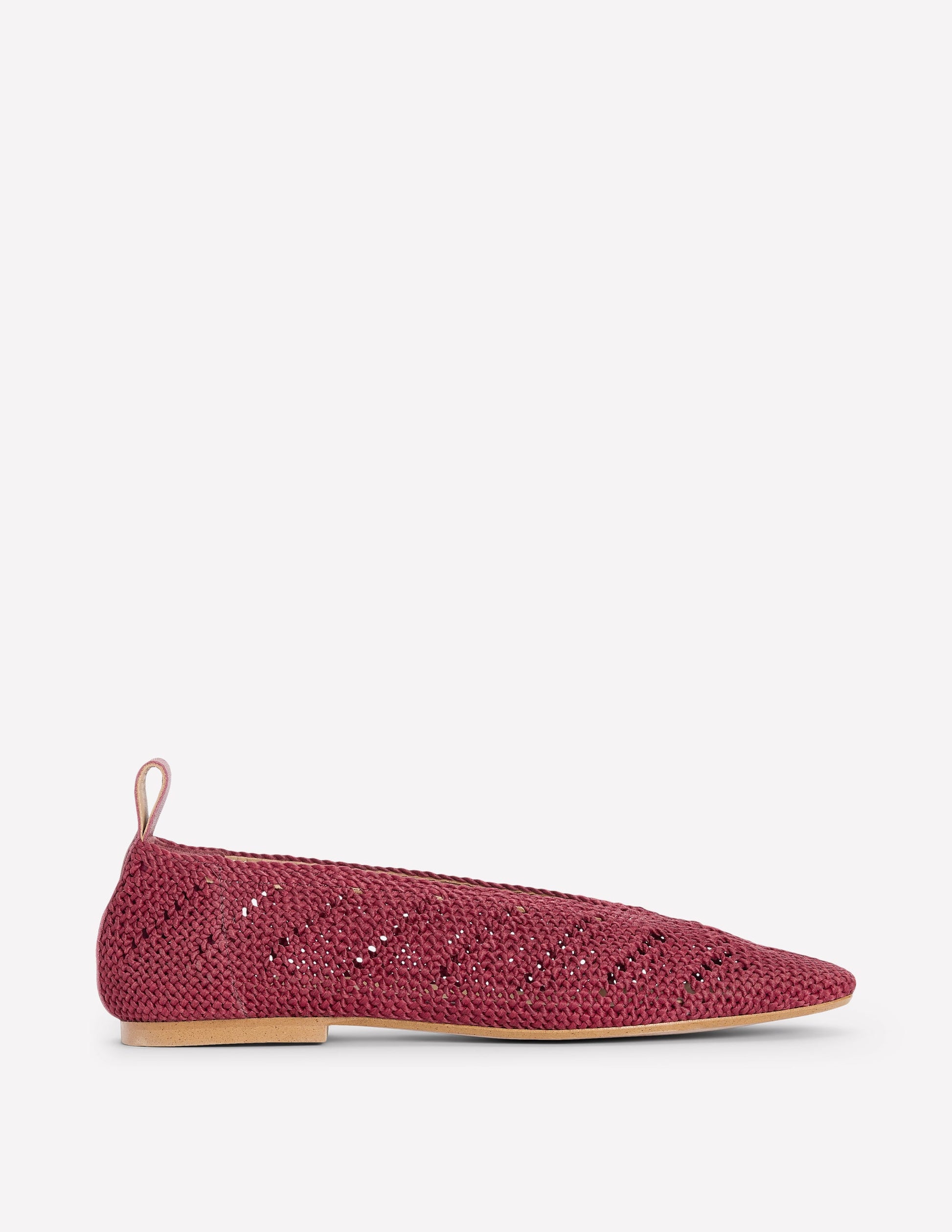 Knitted Ballet Flats-Oxblood-2