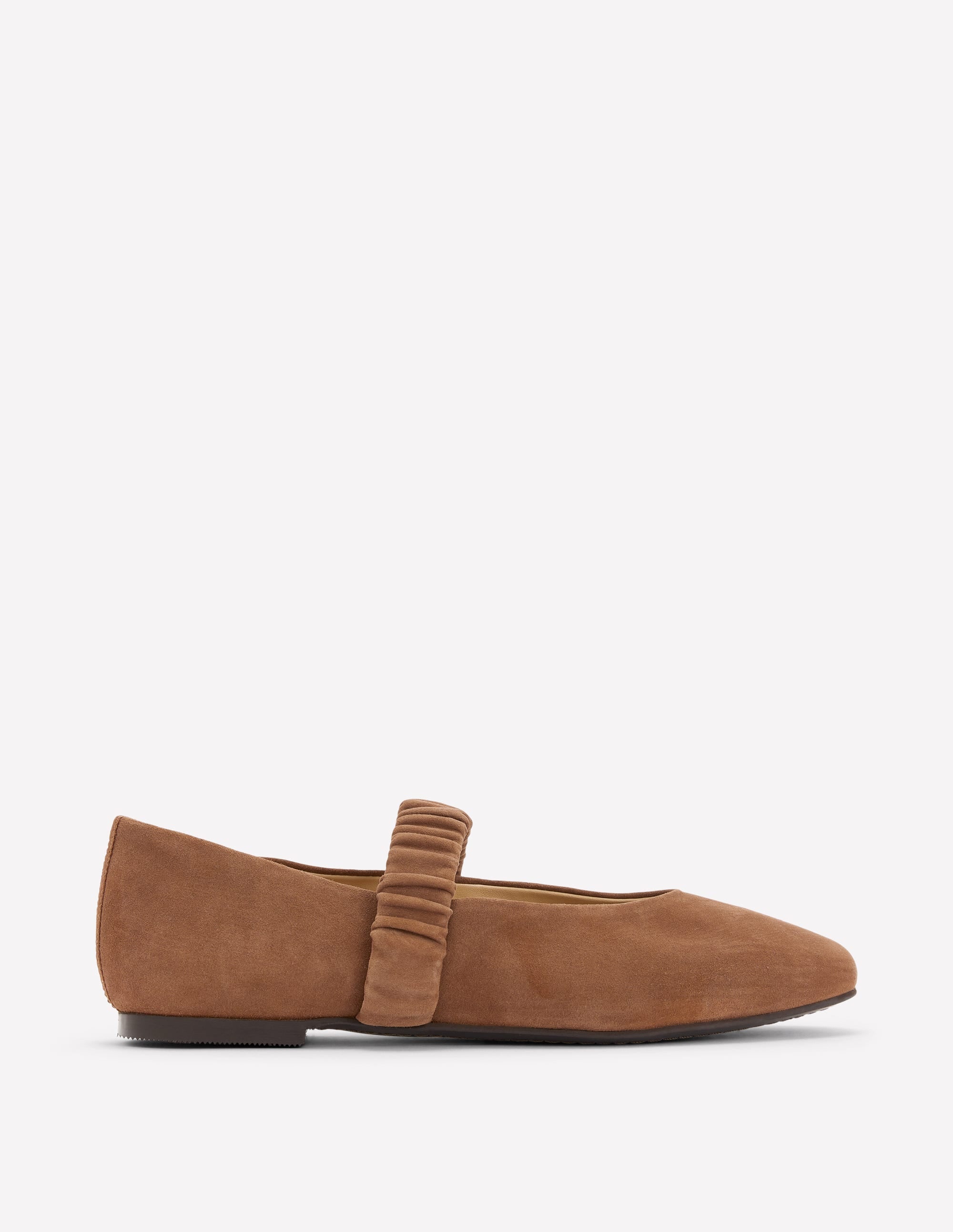 Camilla Ruched Ballet Flats-Raw Umber Suede - Image 2