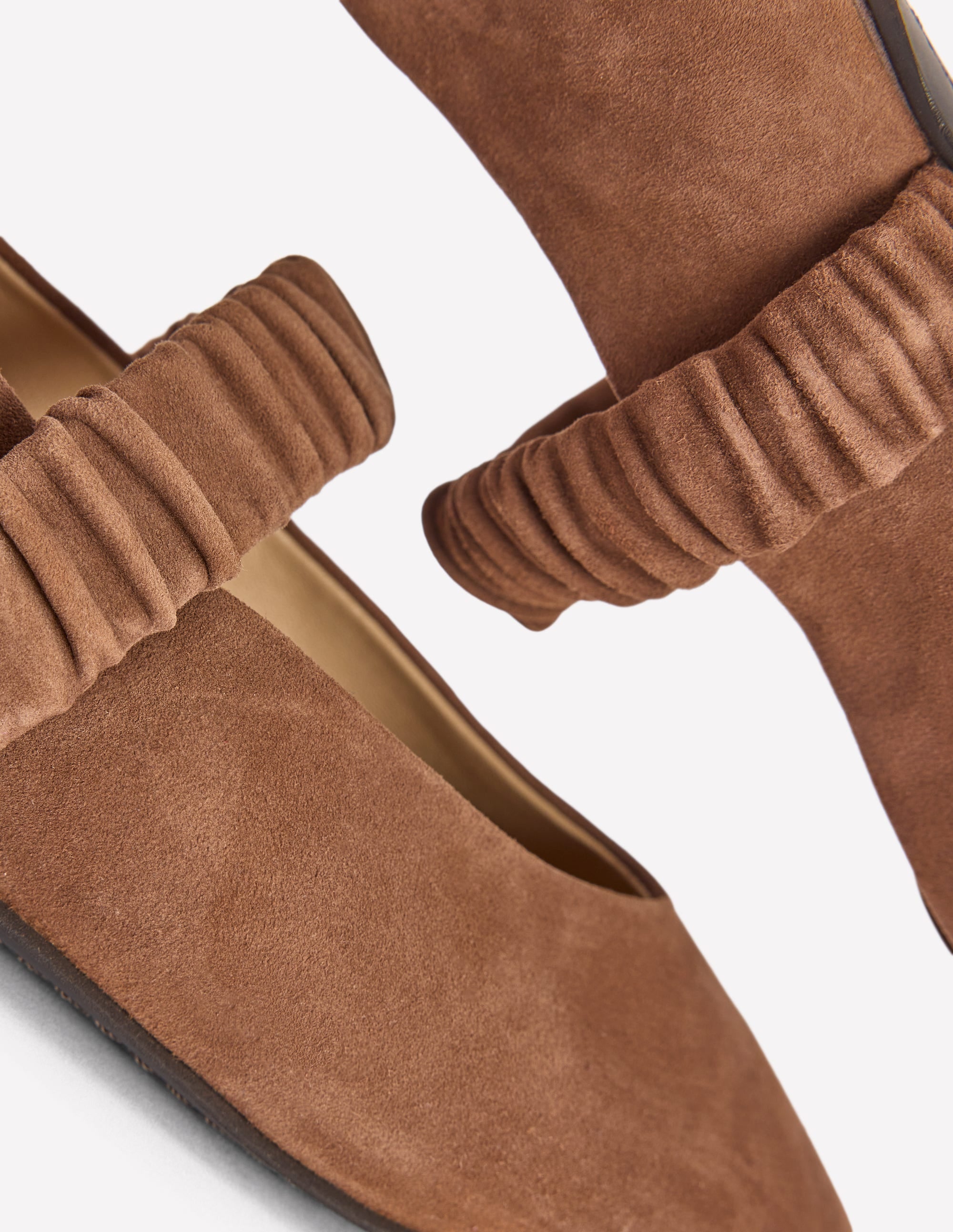 Camilla Ruched Ballet Flats-Raw Umber Suede - Image 4