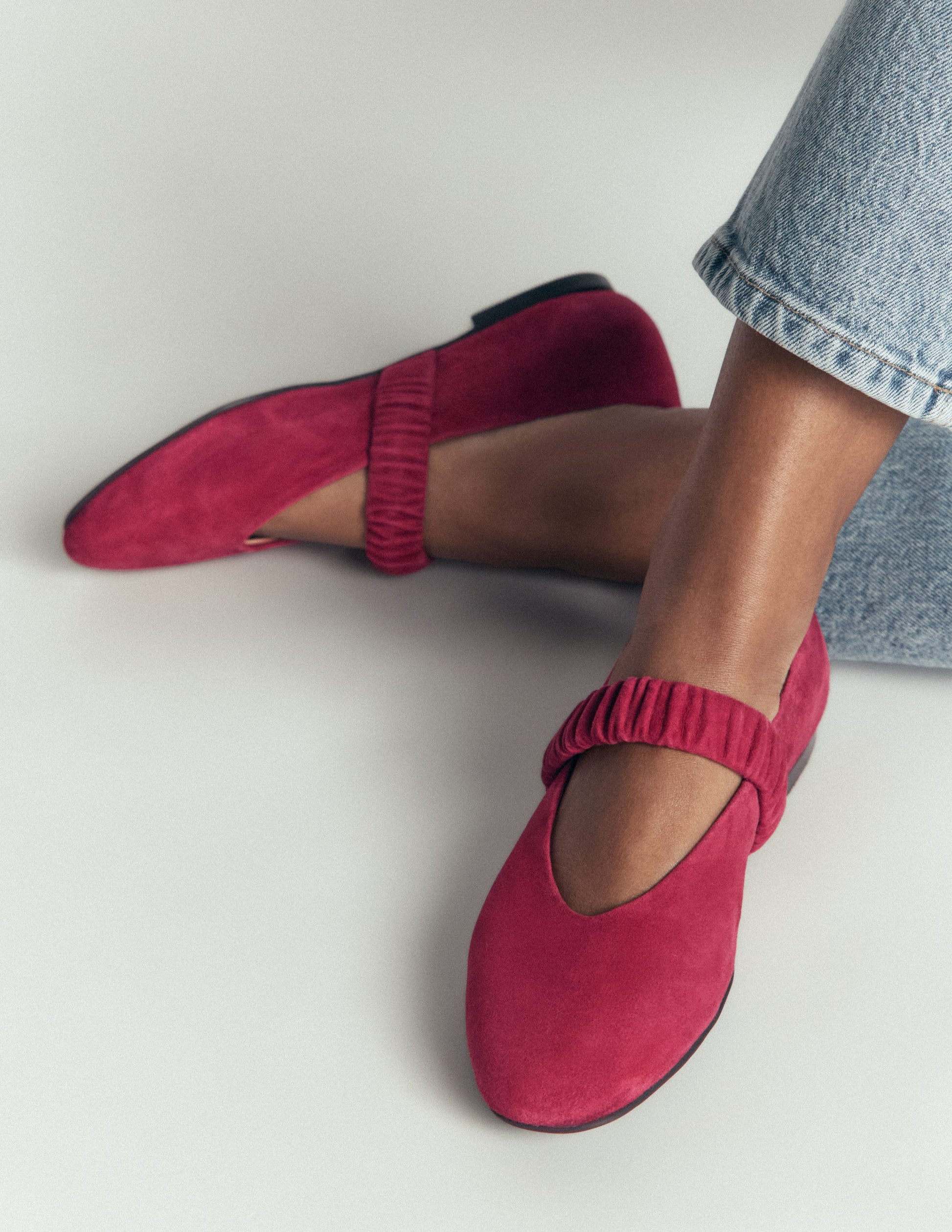 Camilla Ruched Ballet Flats-Wine-2