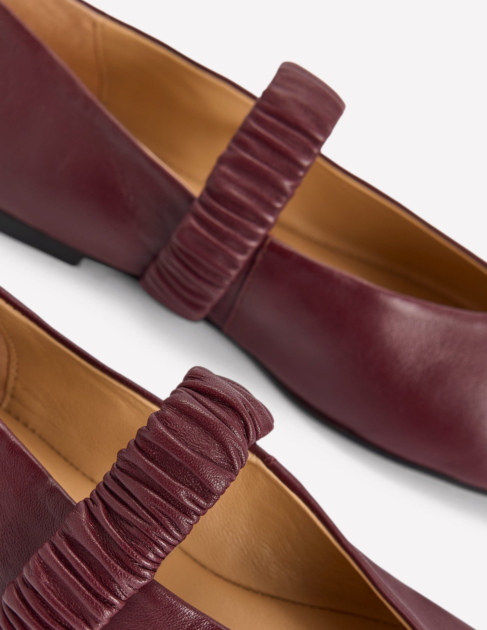 Camilla Ruched Ballet Flats-Oxblood-4