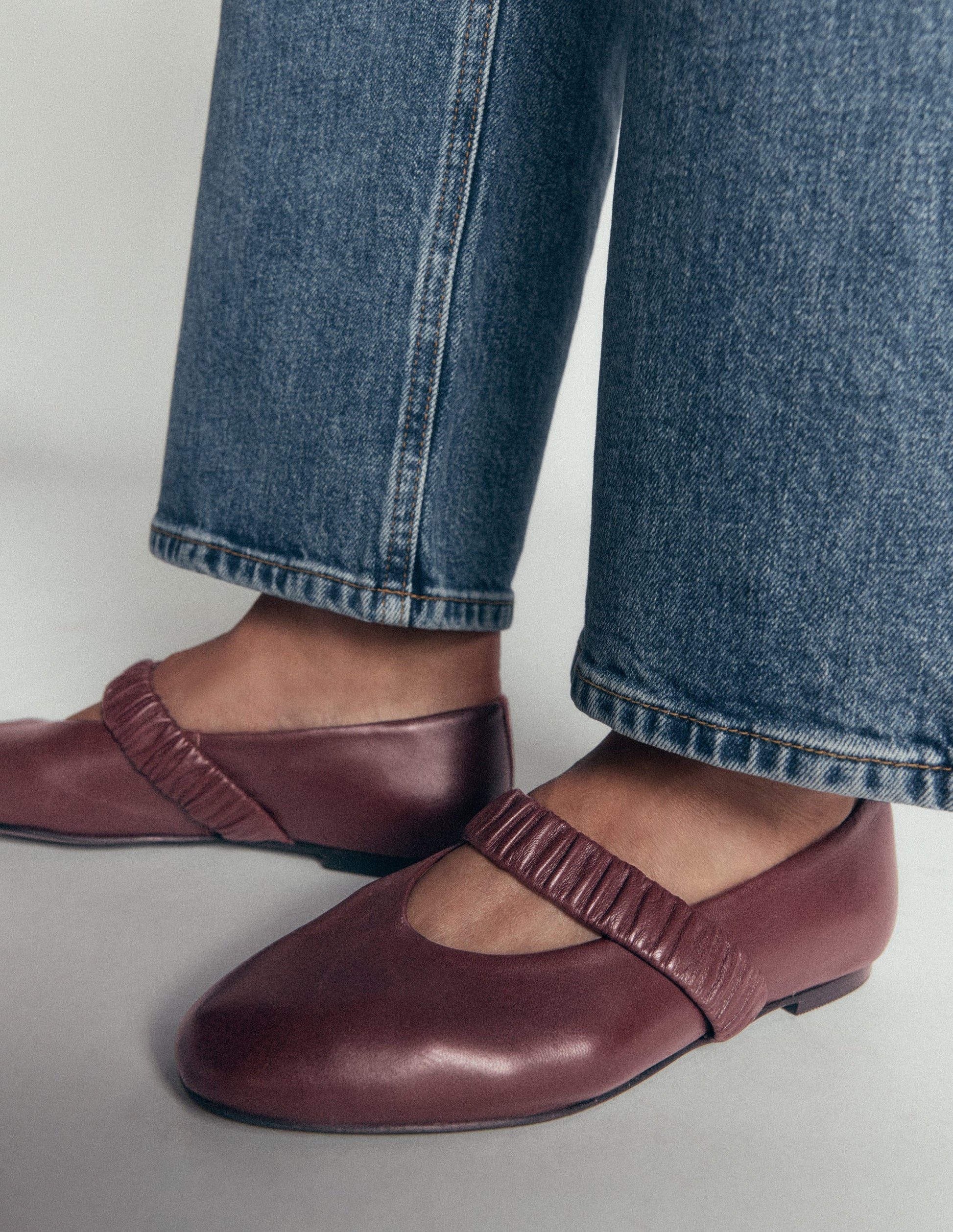 Camilla Ruched Ballet Flats-Oxblood-1