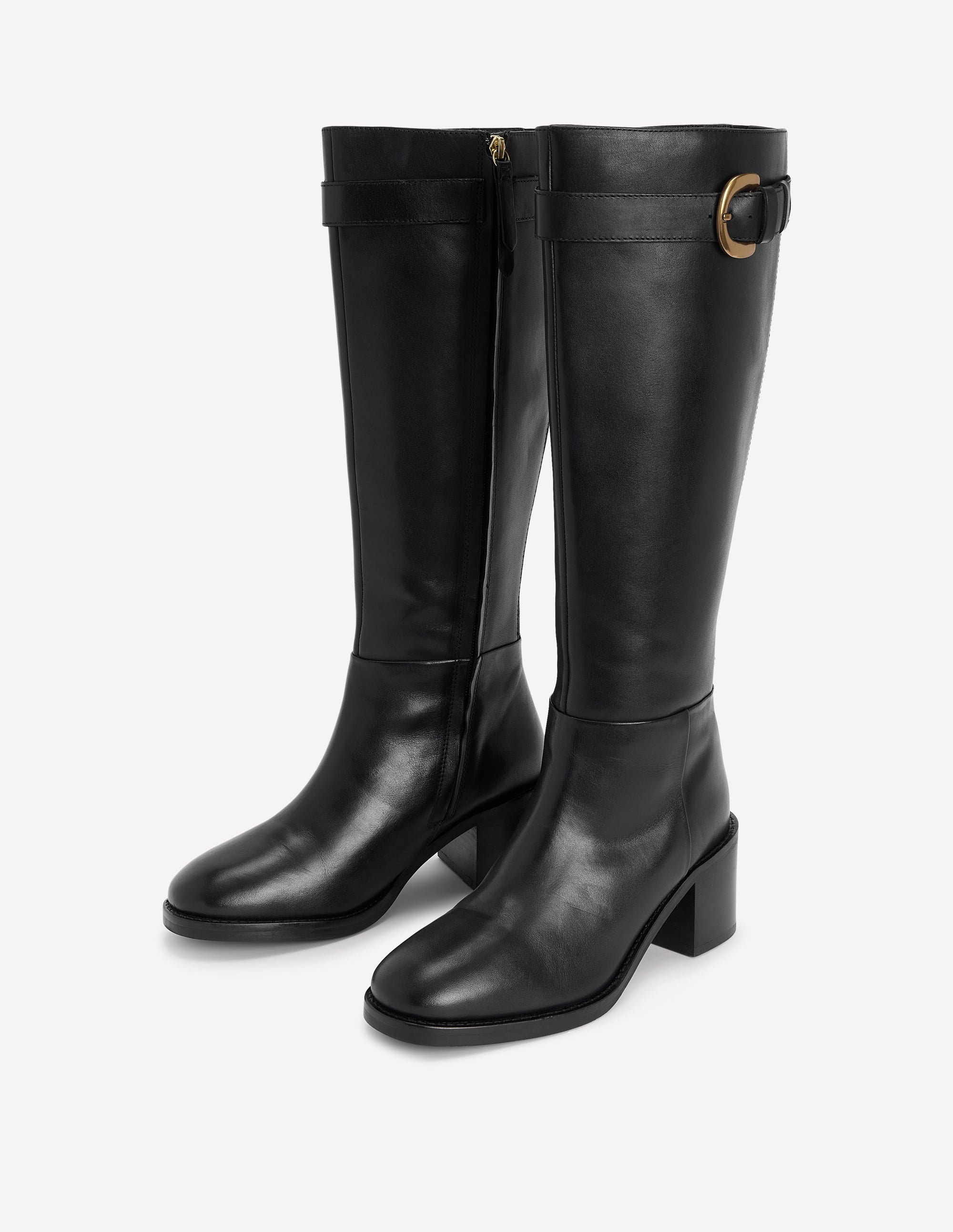 Buckle Detail Knee Boots-Black - Image 3