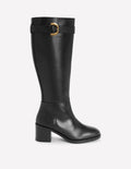 Buckle Detail Knee Boots-Black