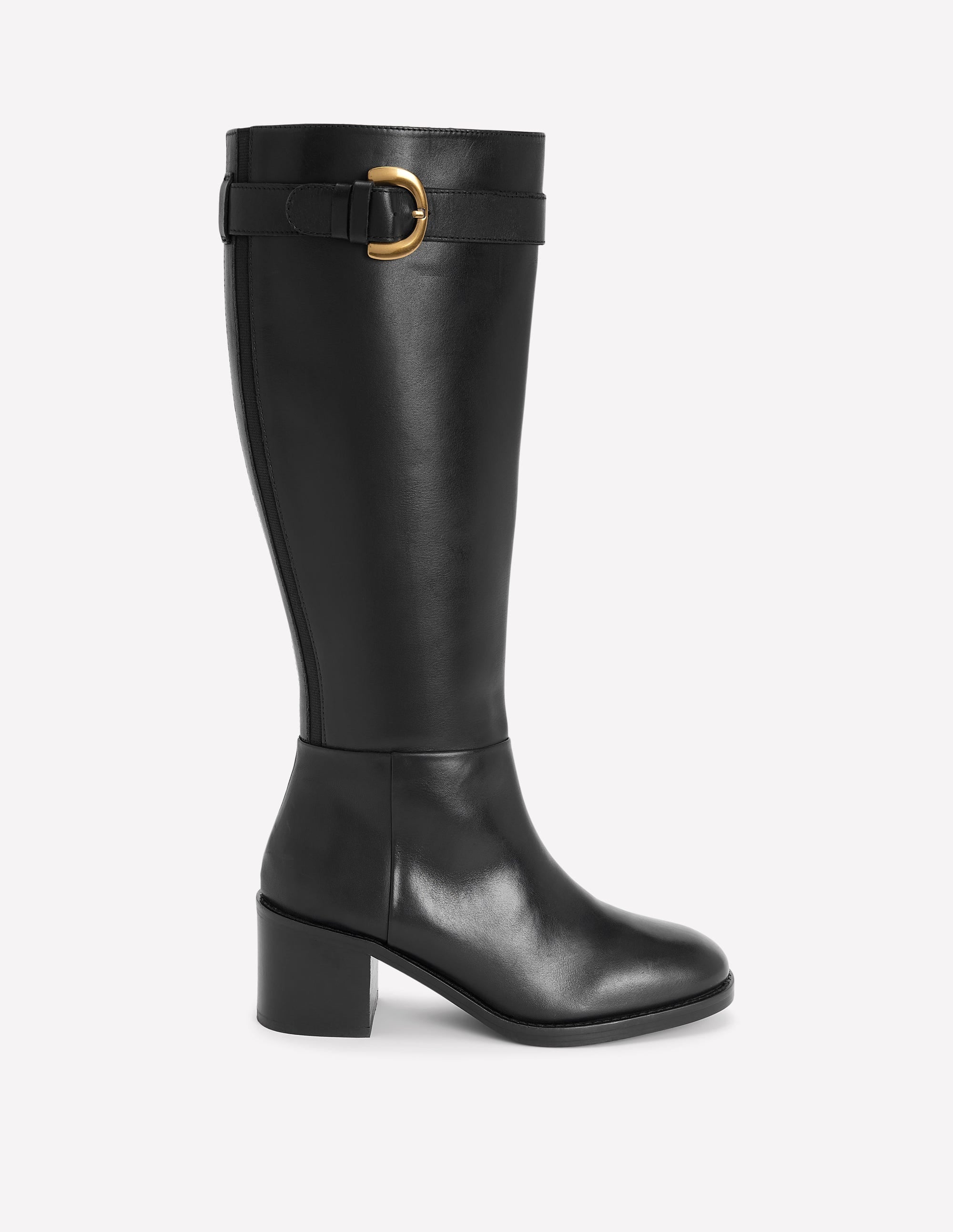Buckle Detail Knee Boots-Black - Image 1