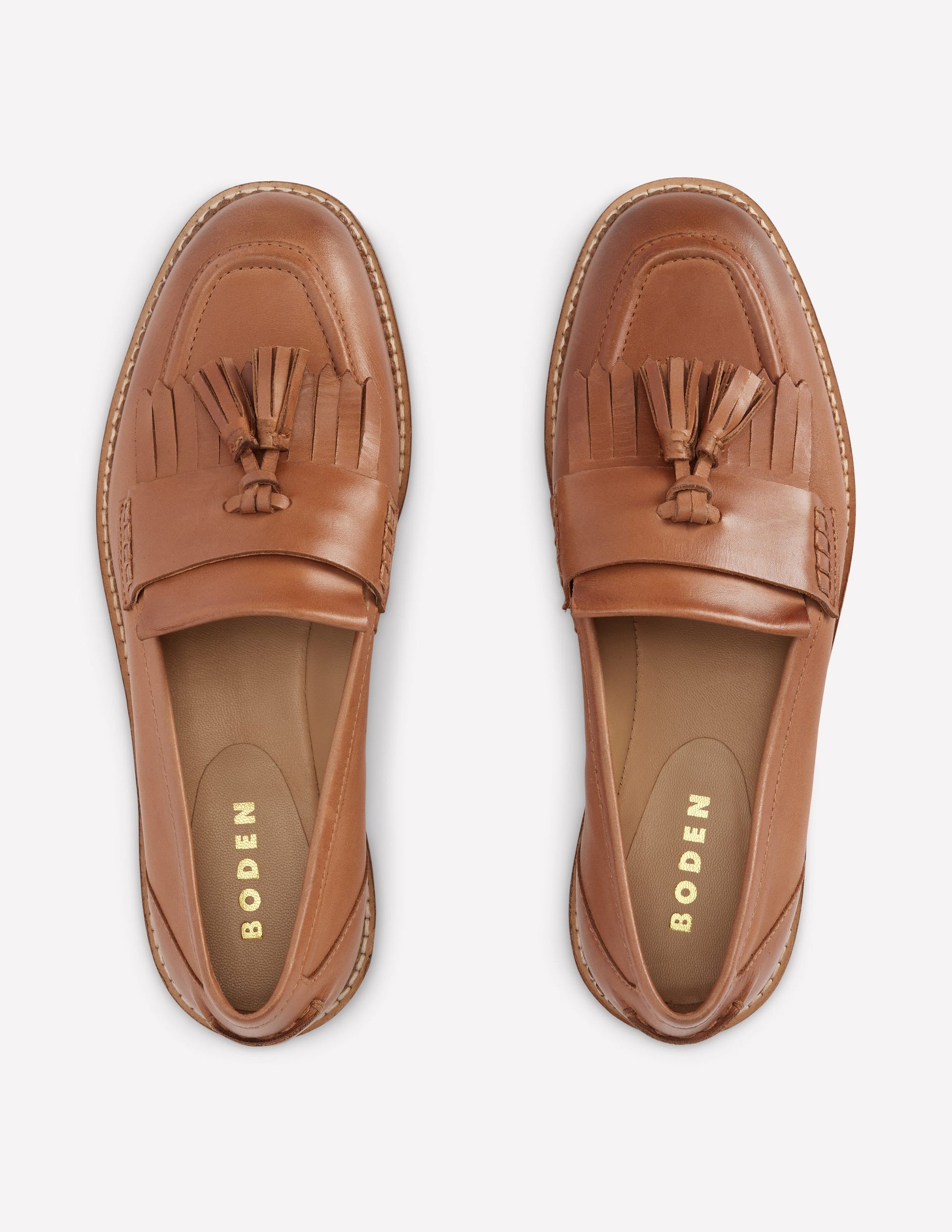 Nya Ghillie Flat Loafers-Tan-5