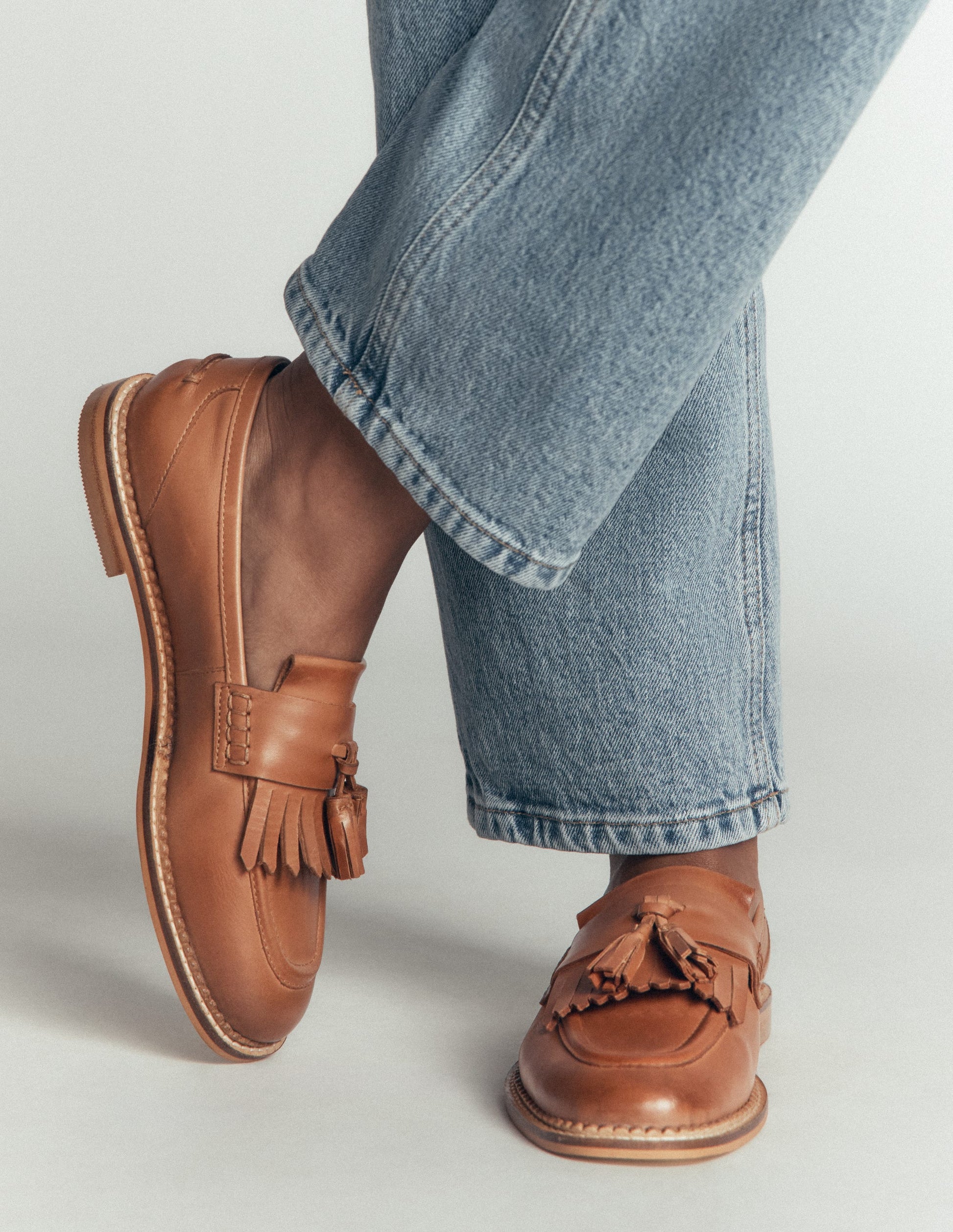 Nya Ghillie Flat Loafers-Tan-2