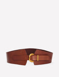 Leather Wide Waist Belt-Dark Tan