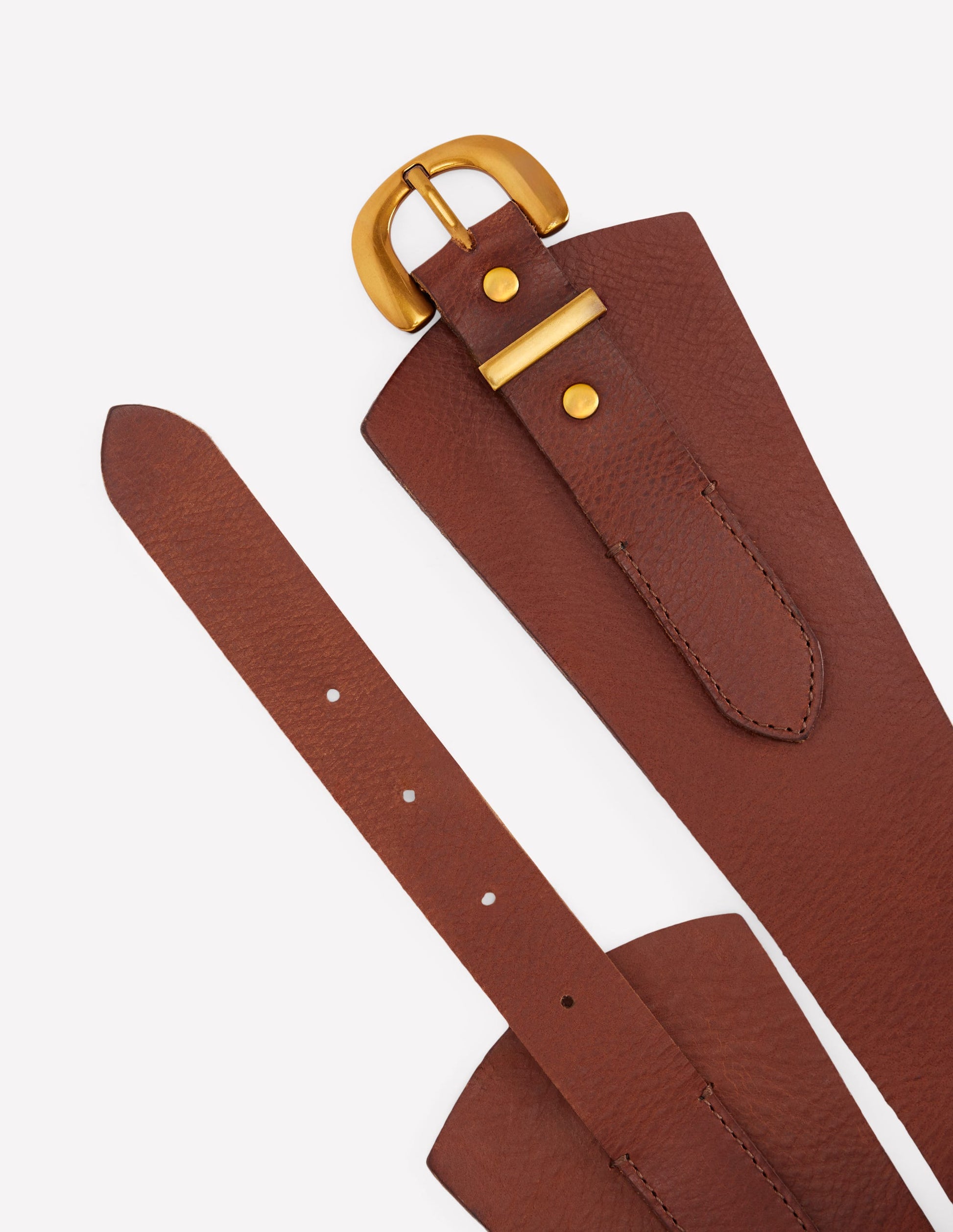 Leather Wide Waist Belt-Dark Tan-3