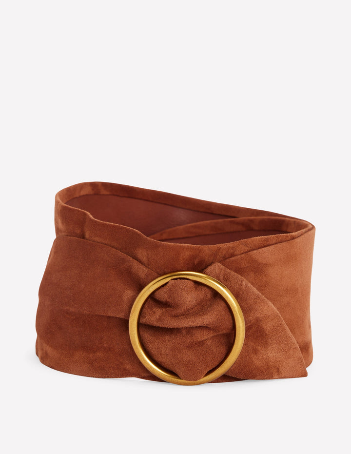 Wide Ring Waist Belt-Tan