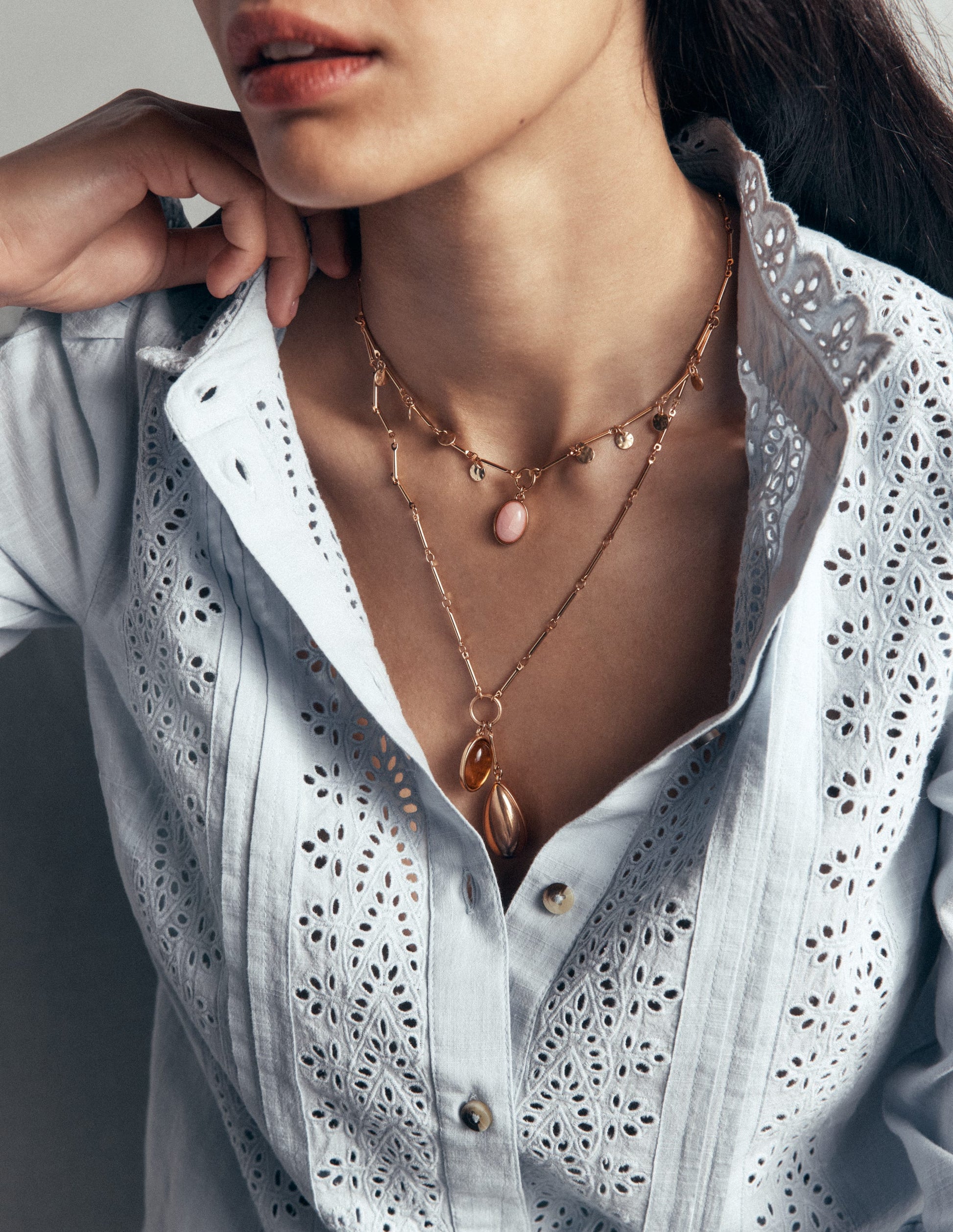 Jewel Tear Drop Necklace-Multi-2