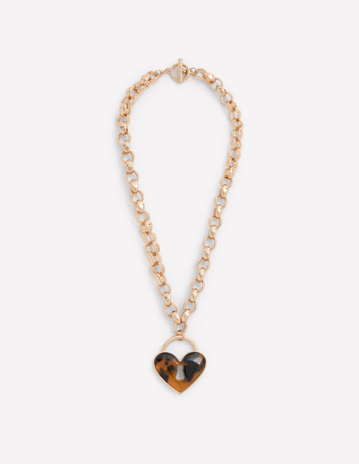 Chunky Love Lock Necklace-Tort