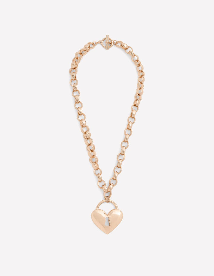 Chunky Love Lock Necklace-Gold