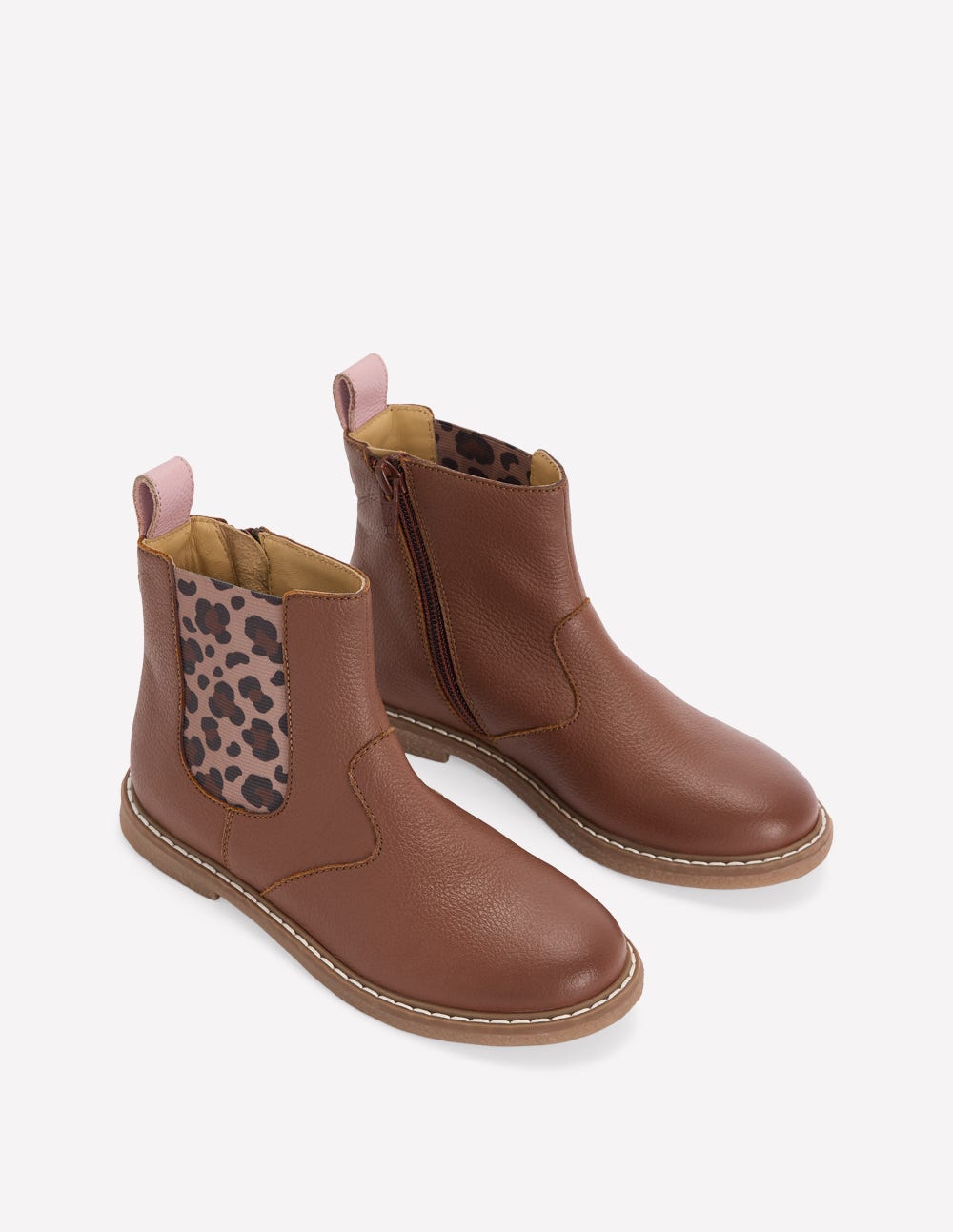 Chelsea Boots (Girls)-Tan Leopard - Image 2