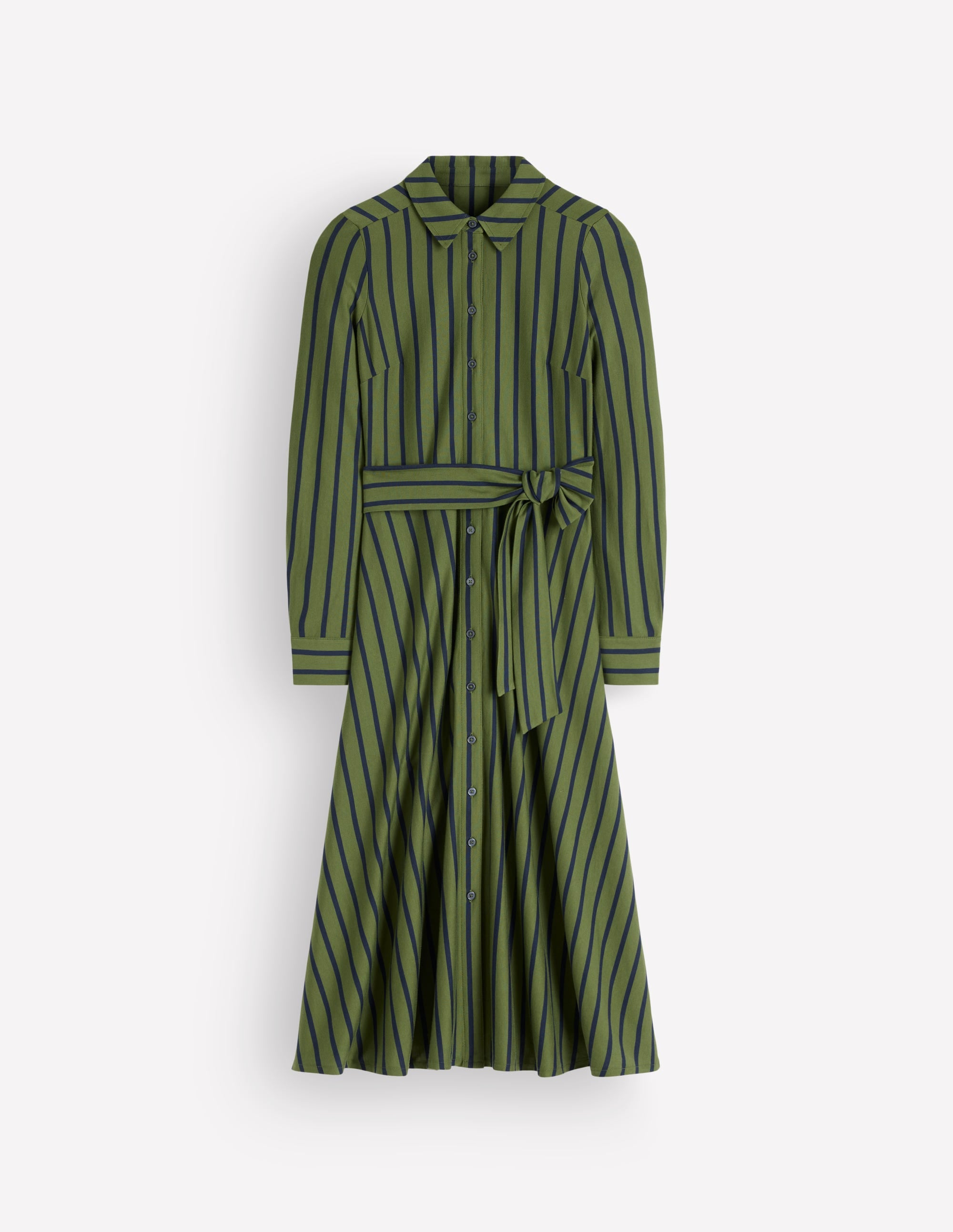 Marcia Jersey Shirt Dress-Chive and Navy Stripe - Image 6