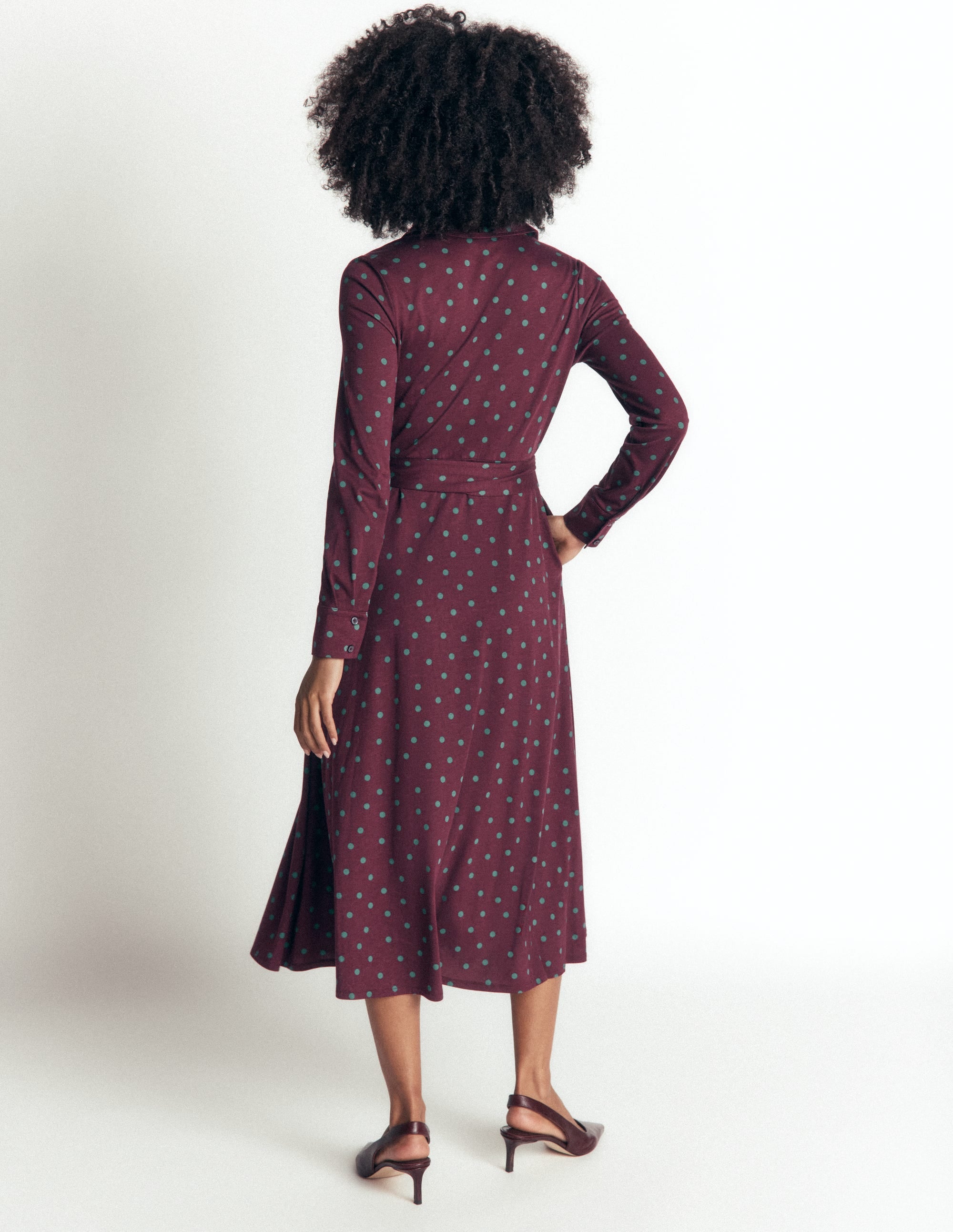 Marcia Jersey Shirt Dress-Dark Cherry, Boden Spot - Image 3