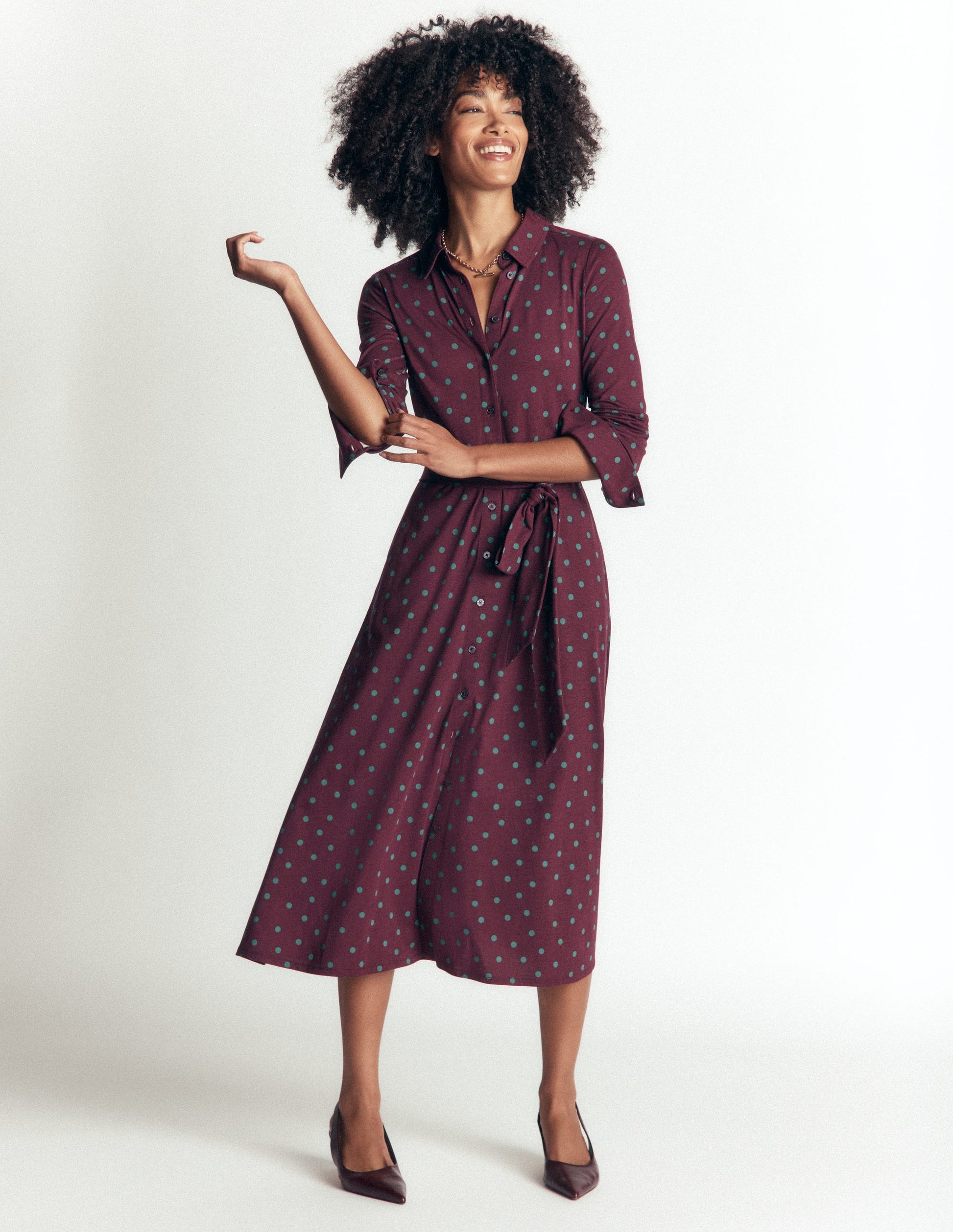 Marcia Jersey Shirt Dress-Dark Cherry, Boden Spot-4