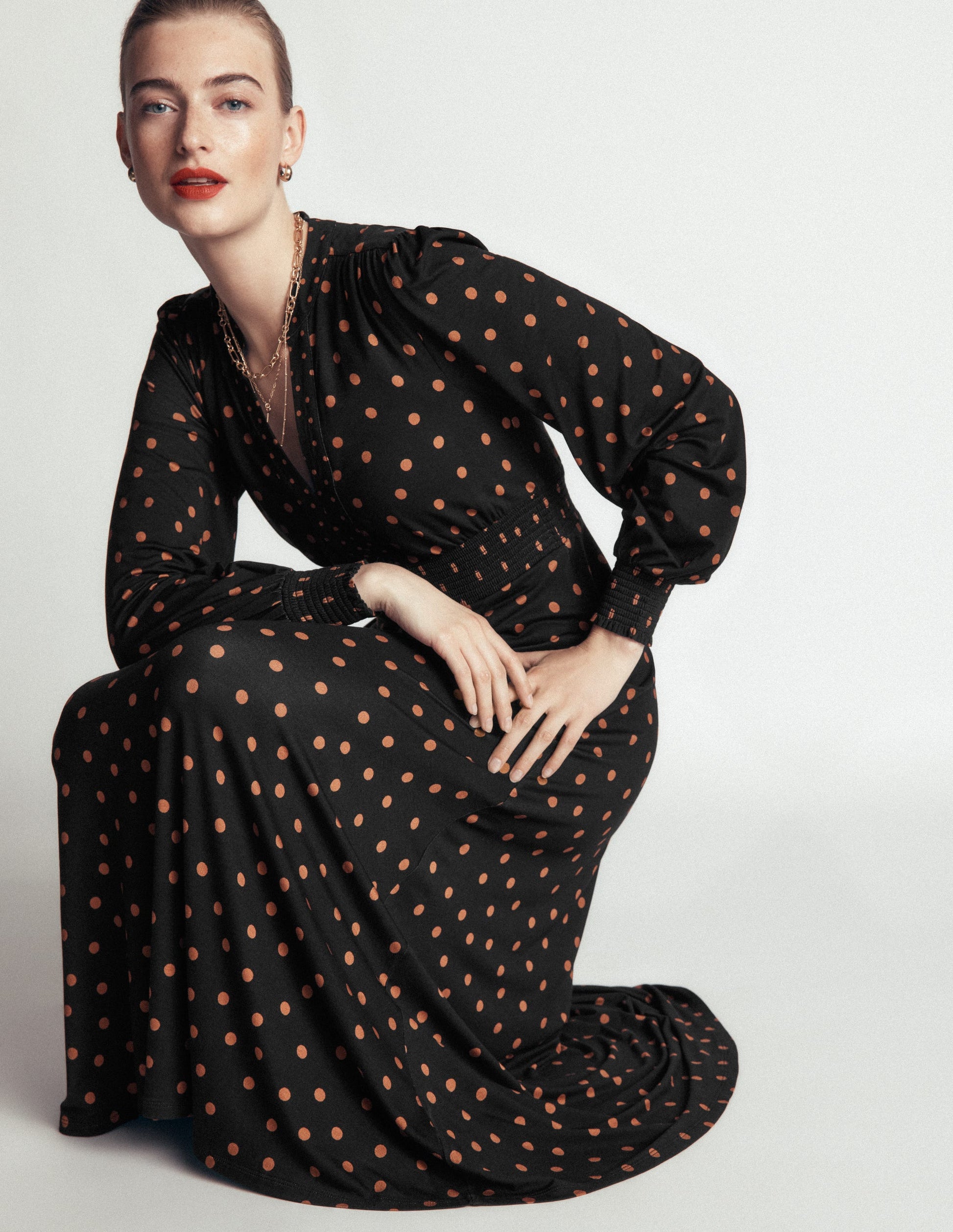 Georgia Jersey Midi Dress-Black, Boden Spot-1
