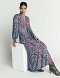 Georgia Jersey Midi Dress-Delphinum Blue, Botanical