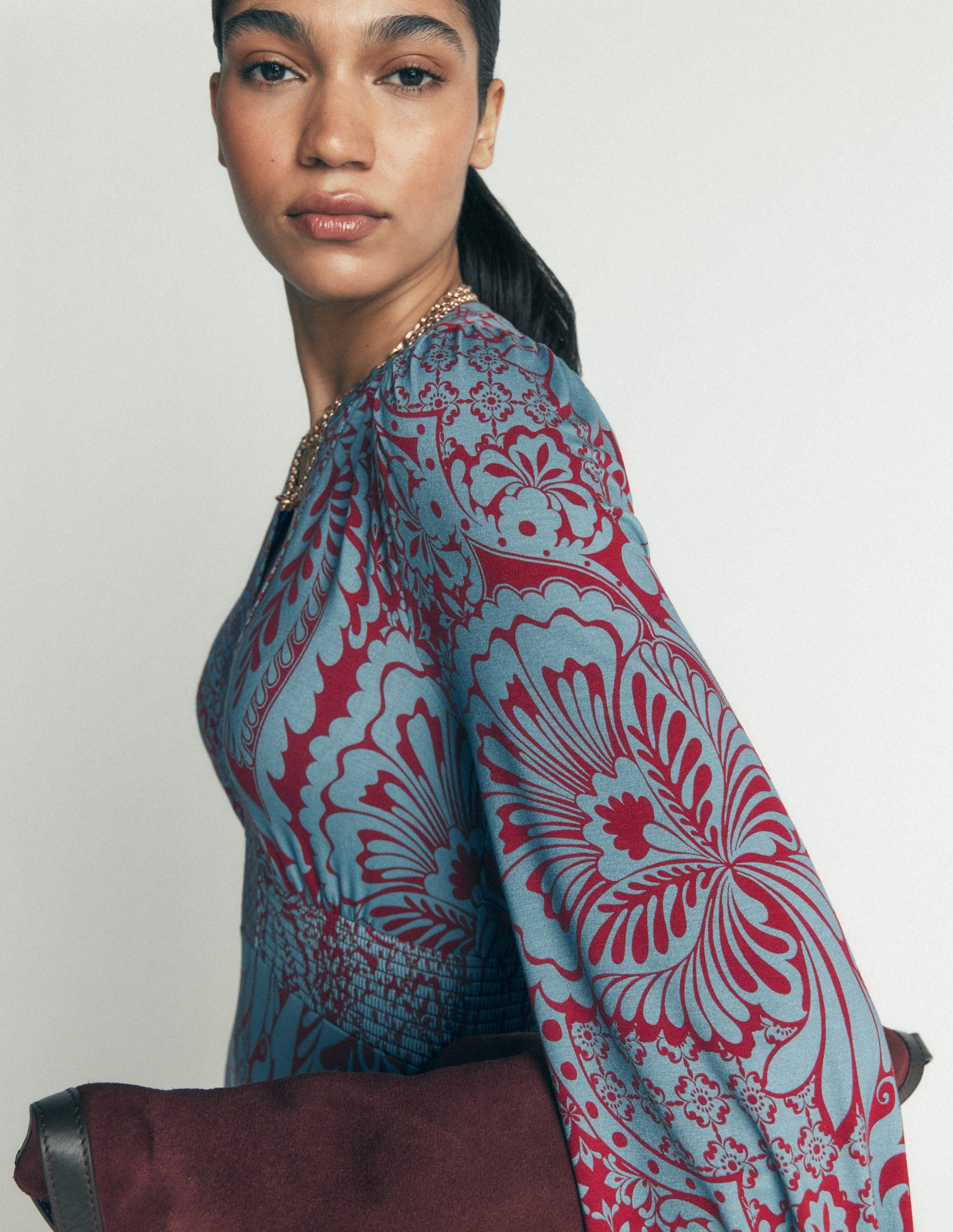 Georgia Jersey Midi Dress-Delphinum Blue, Botanical - Image 3