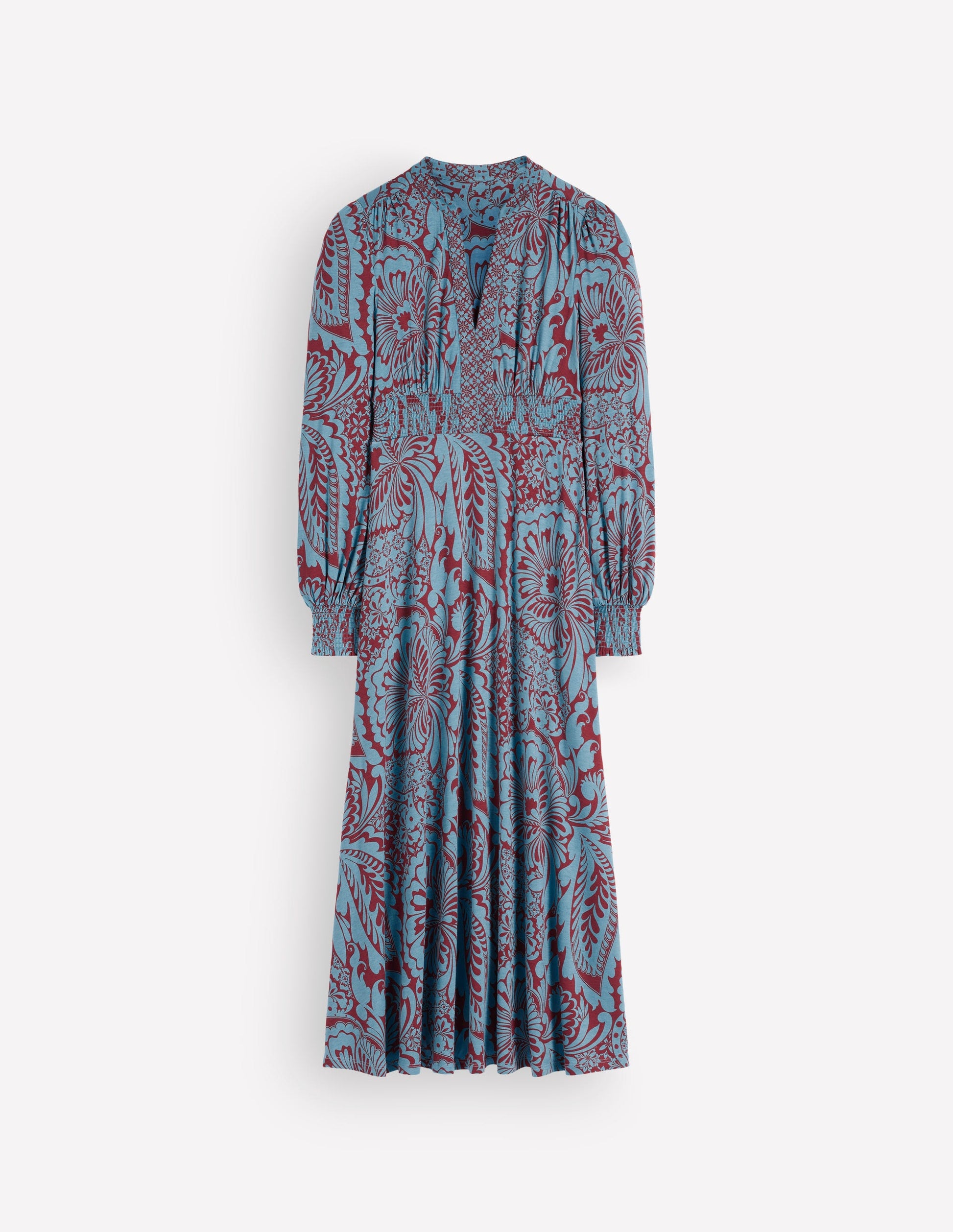 Georgia Jersey Midi Dress-Delphinum Blue, Botanical-8