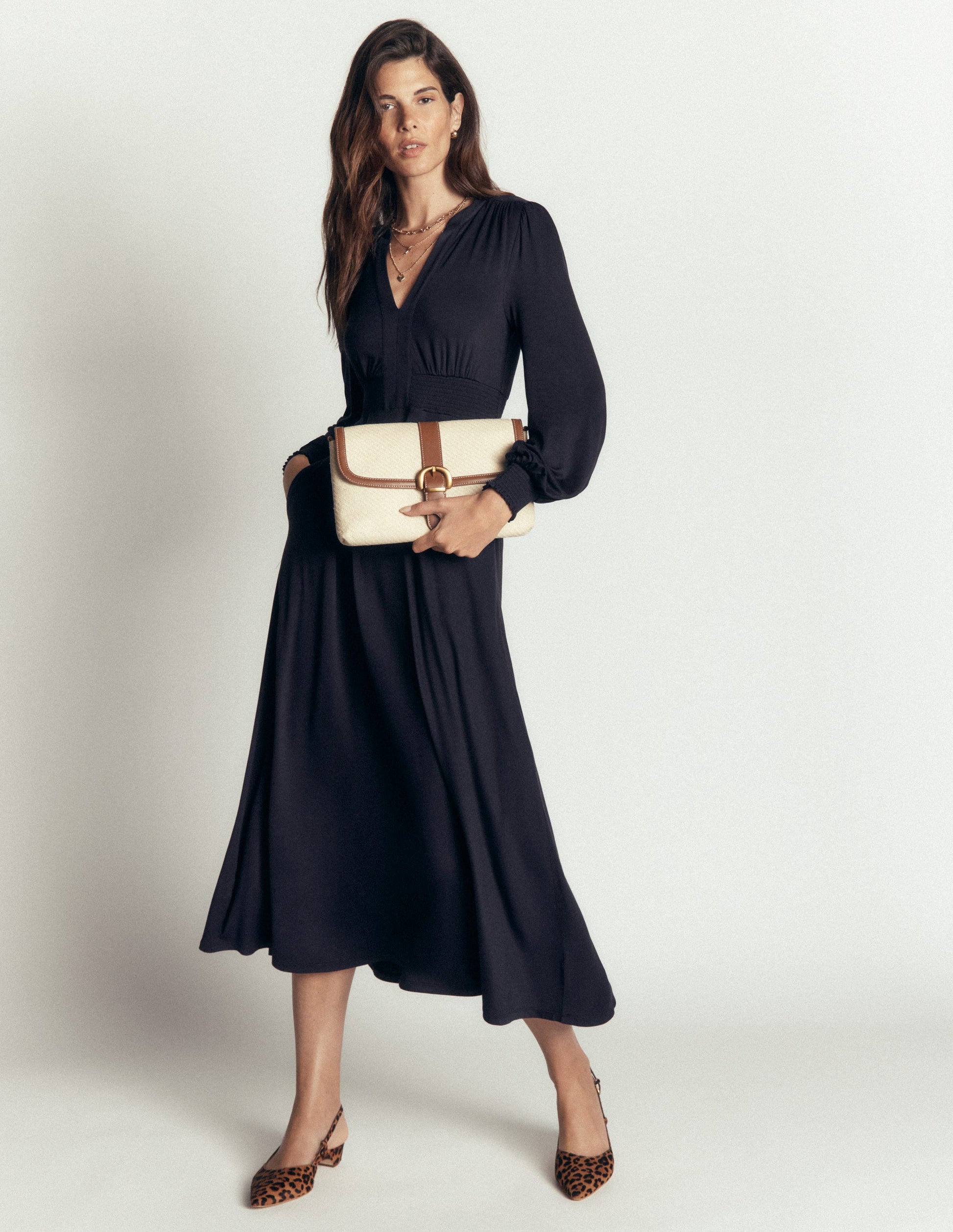 Georgia Jersey Midi Dress-Navy-1