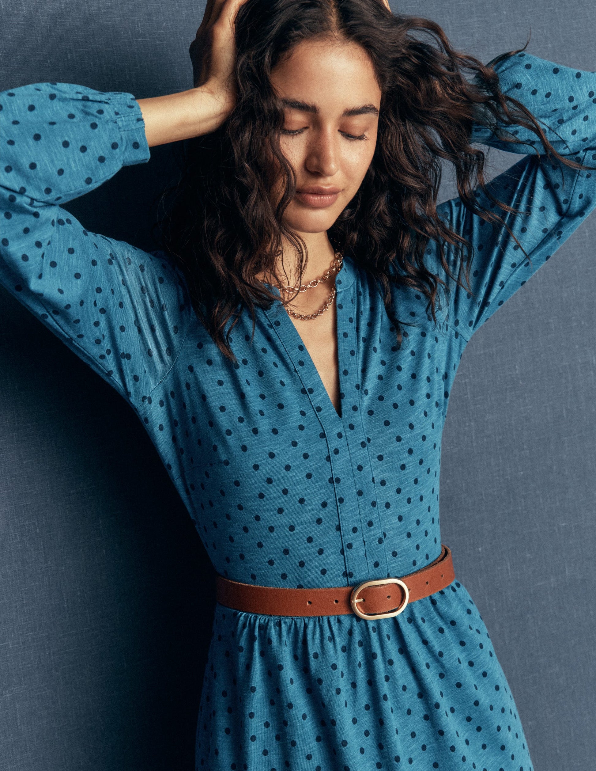 Naomi Relaxed Jersey Dress-Storm Blue, Boden Spot-2