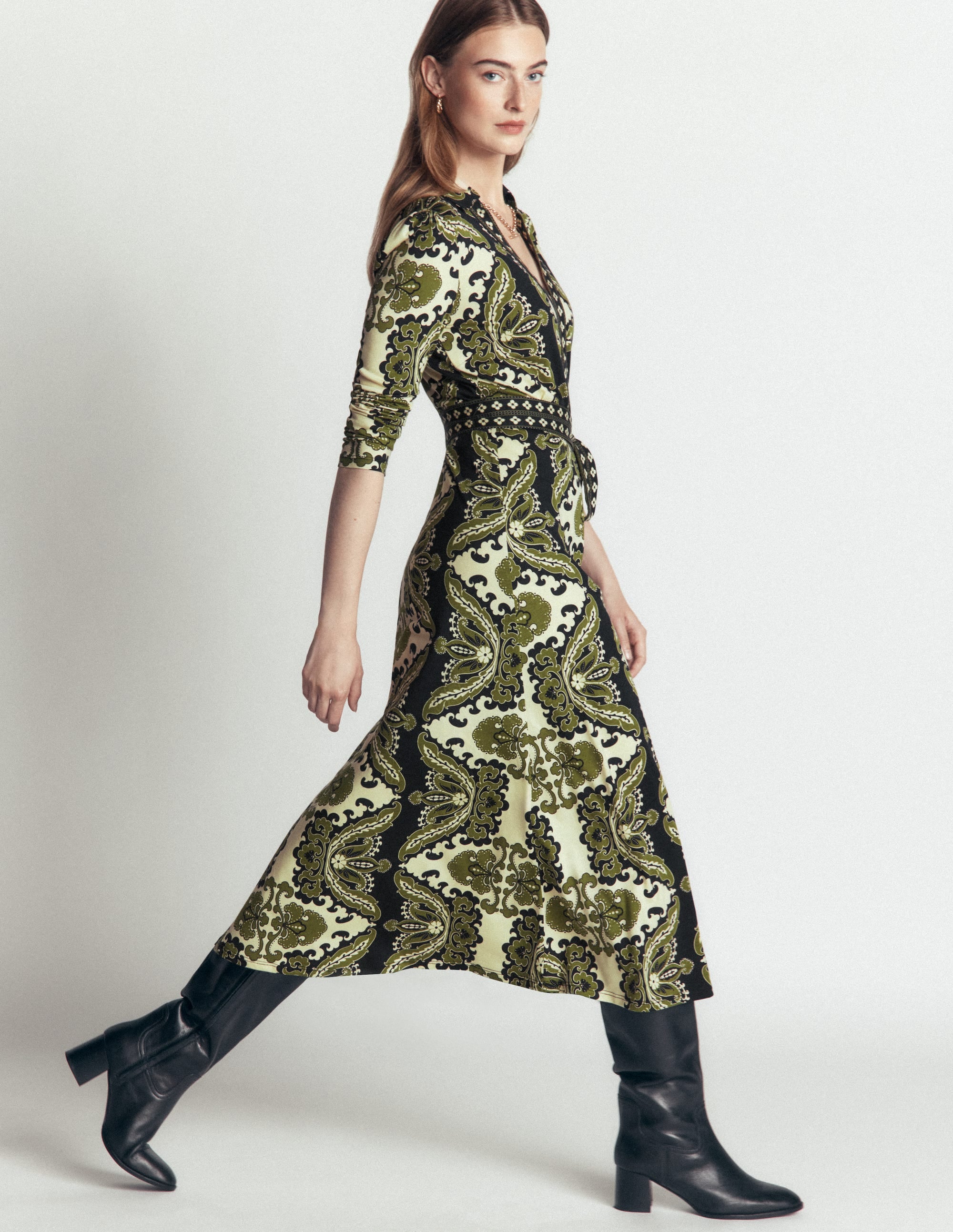Imogen Collared Jersey Dress-Multi, Blossoming Gardenia - Image 1