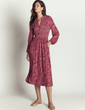 Smocked Jersey Dress-Maroon, Flourishing Medley