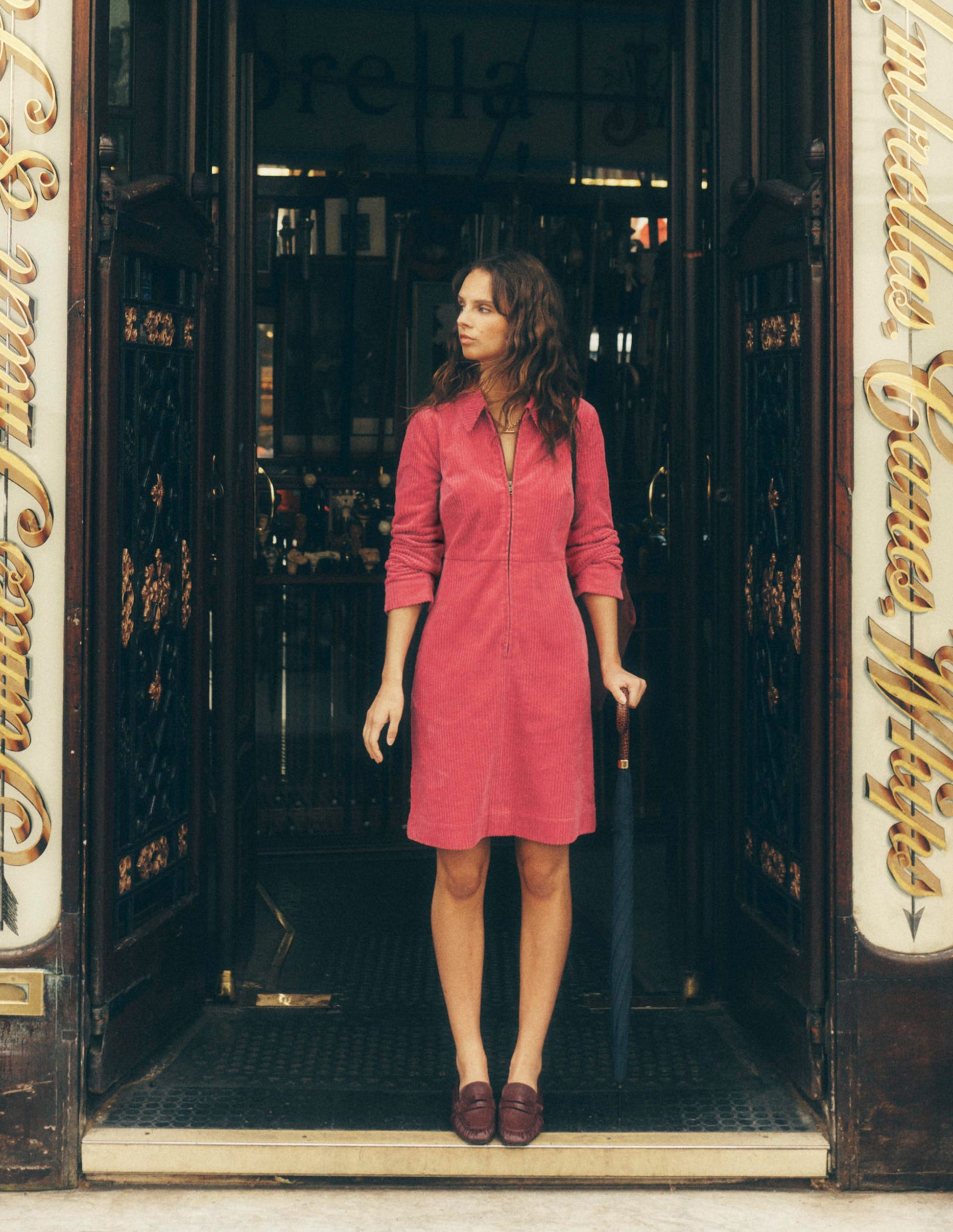 Bronte Cord Short Dress-Cherry Blush-5