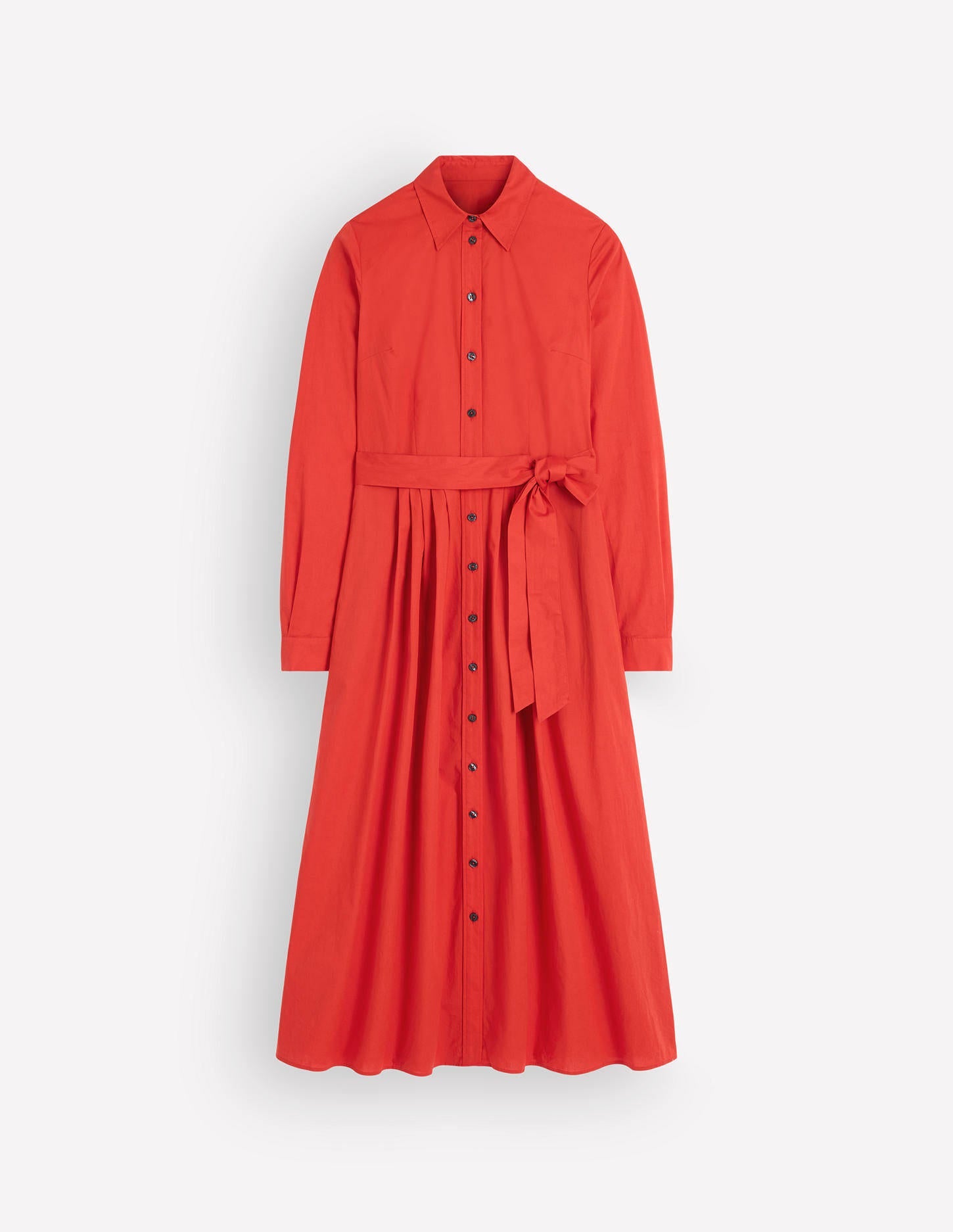 Alexa Cotton Midi Shirt Dress-Blood Orange-7
