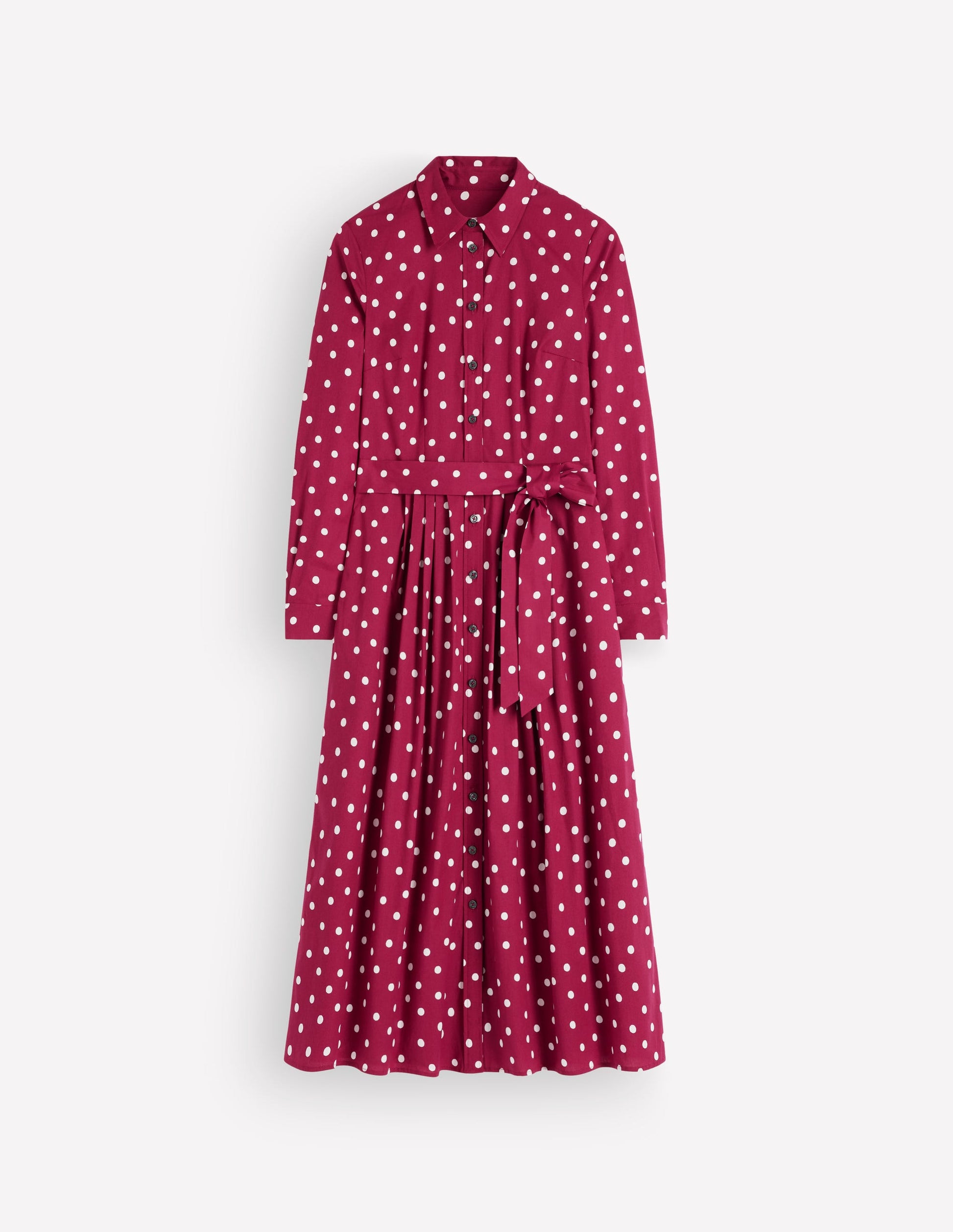 Alexa Cotton Midi Shirt Dress-Ruby Red, Boden Spot-8