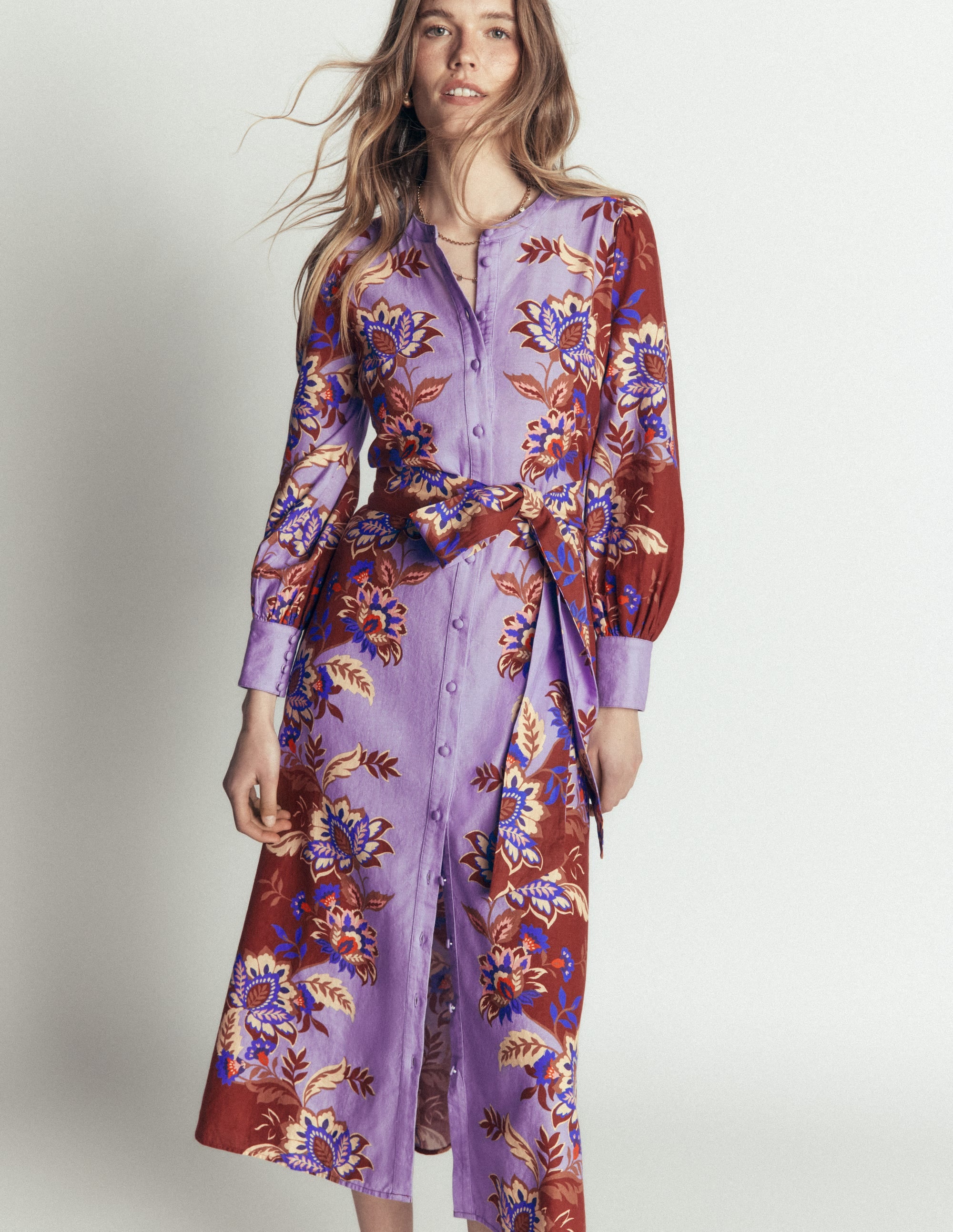 Blouson Sleeve Occasion Dress-Multi, Super Bloom - Image 1
