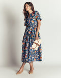 Draw Waist Fashion Dress-Multi, Floral Field
