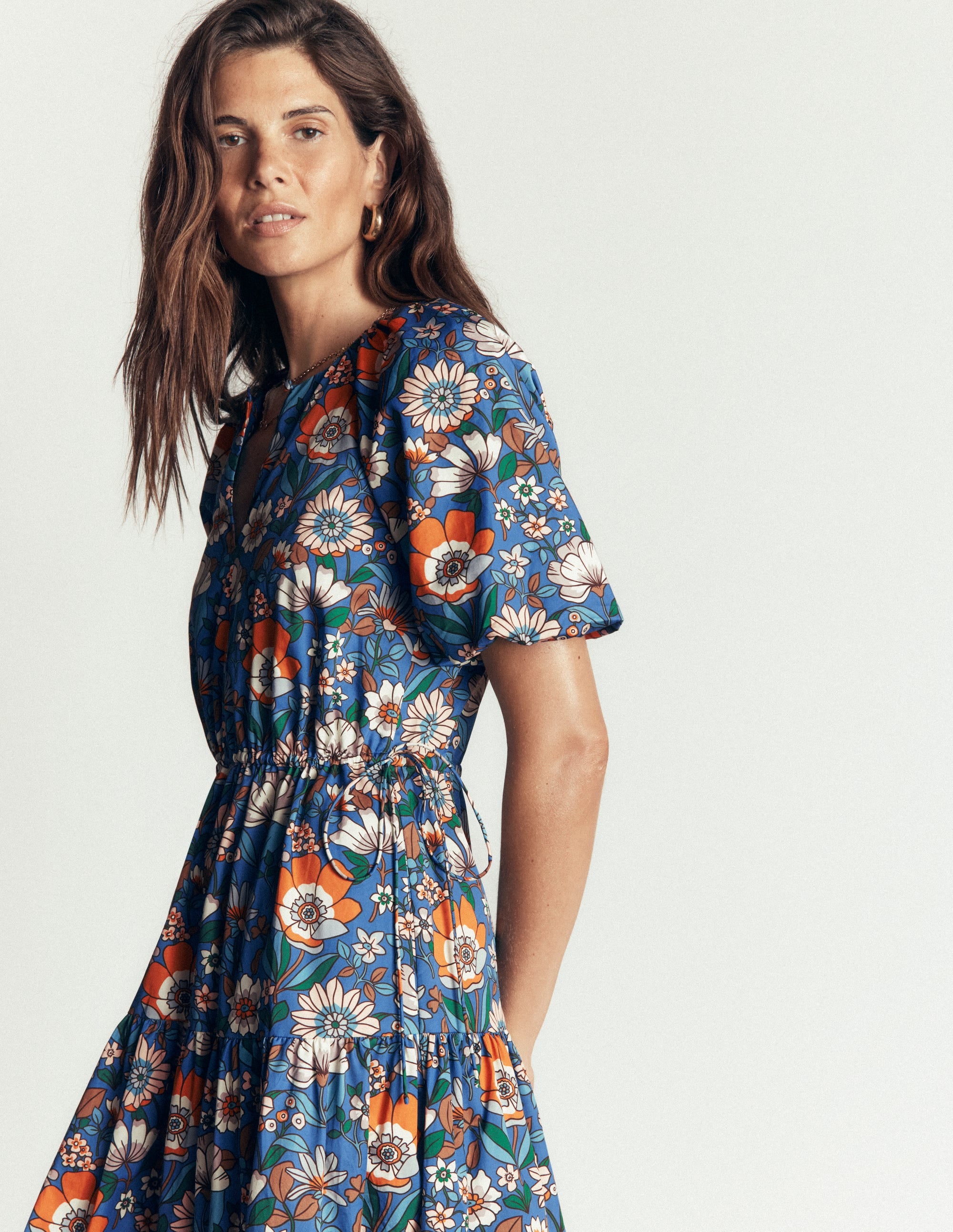 Draw Waist Fashion Dress-Multi, Floral Field - Image 2