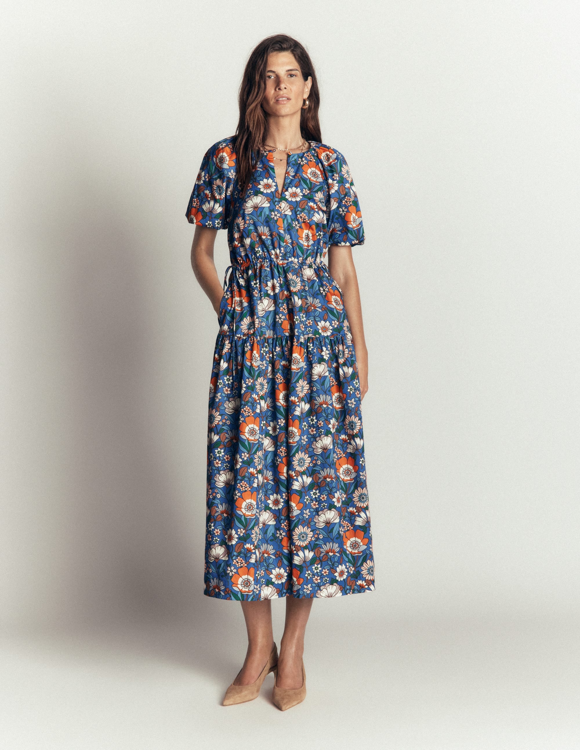 Draw Waist Fashion Dress-Multi, Floral Field - Image 5