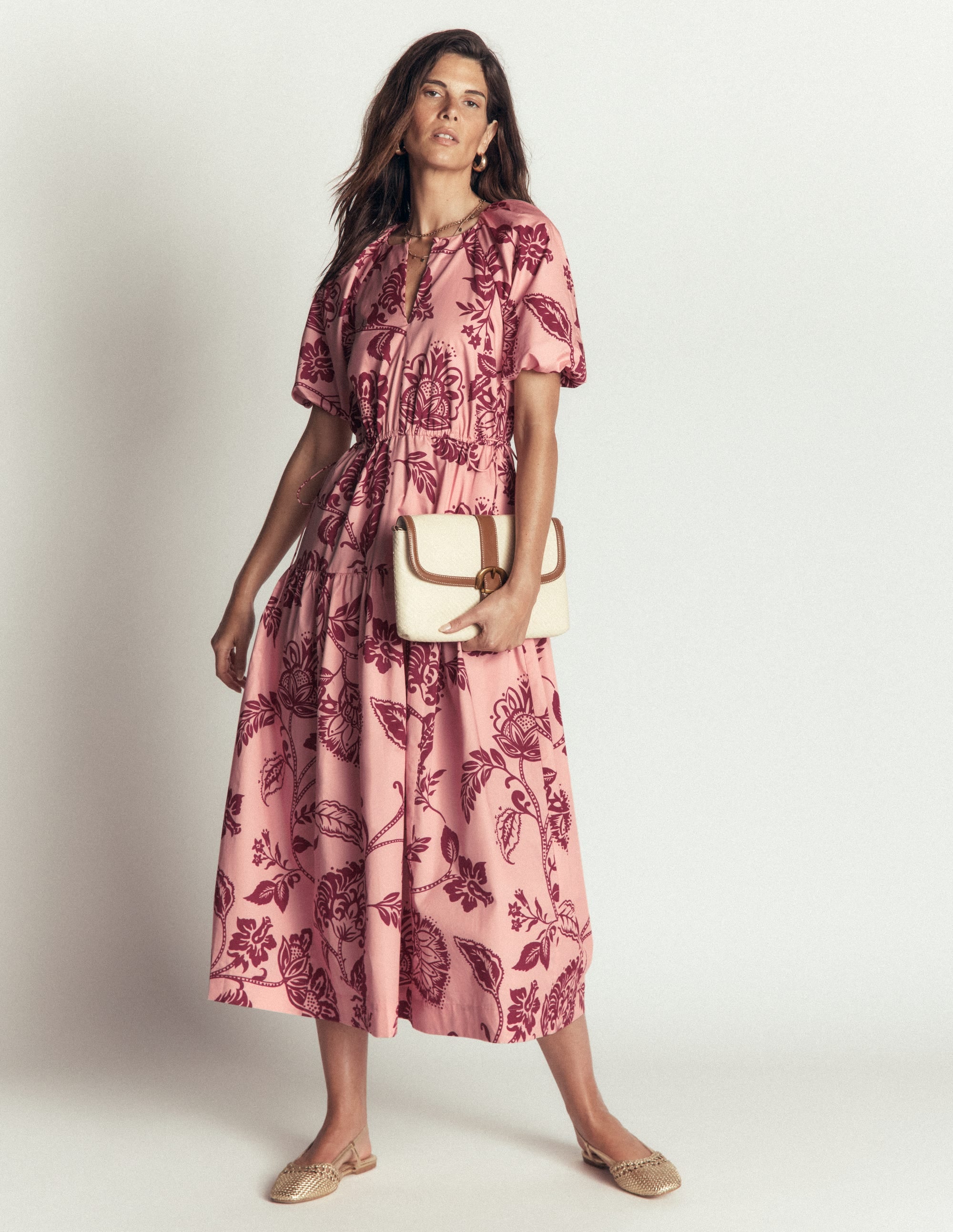 Draw Waist Fashion Dress-Chalf Pink, Planted Meadows - Image 1