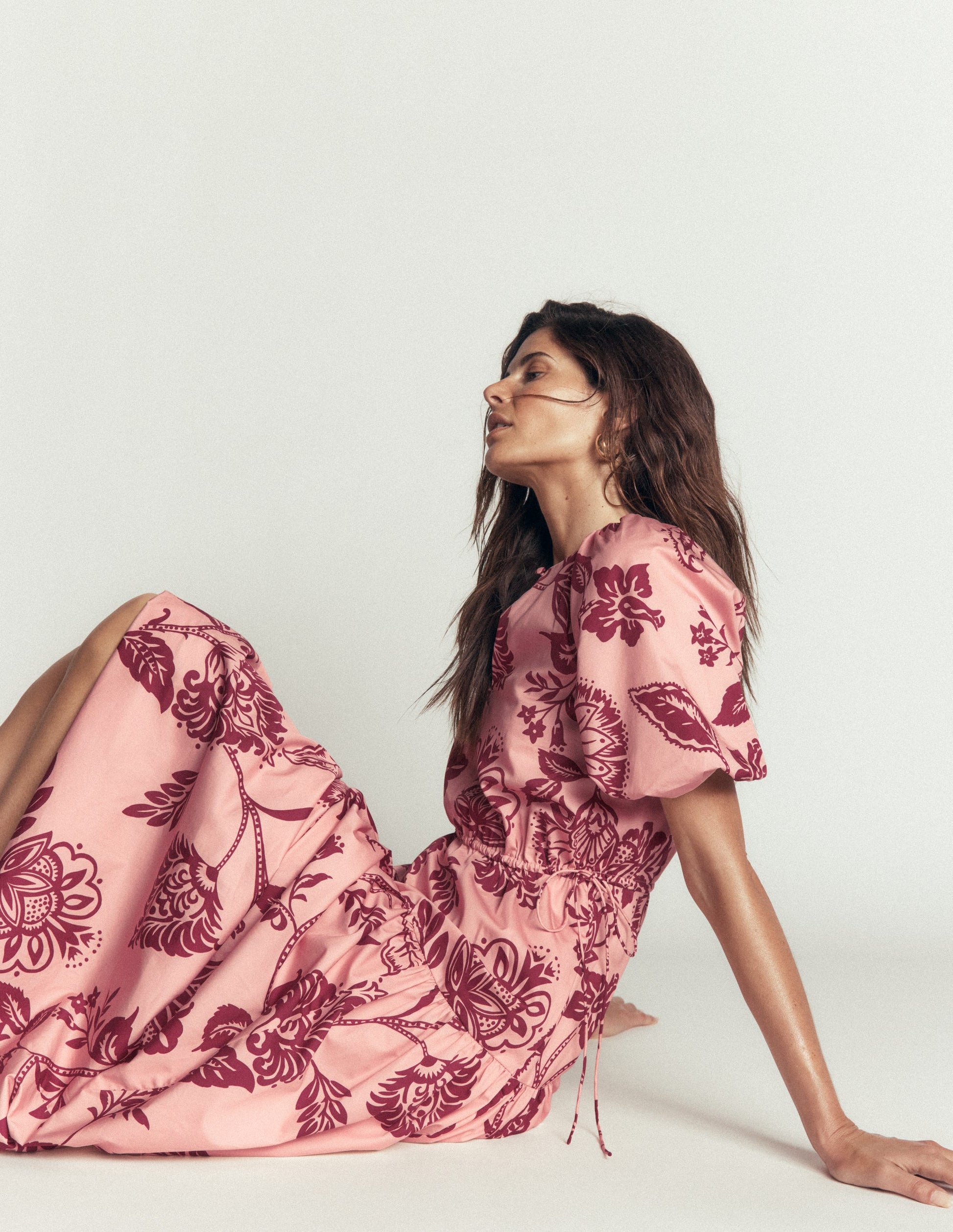 Draw Waist Fashion Dress-Chalf Pink, Planted Meadows-4