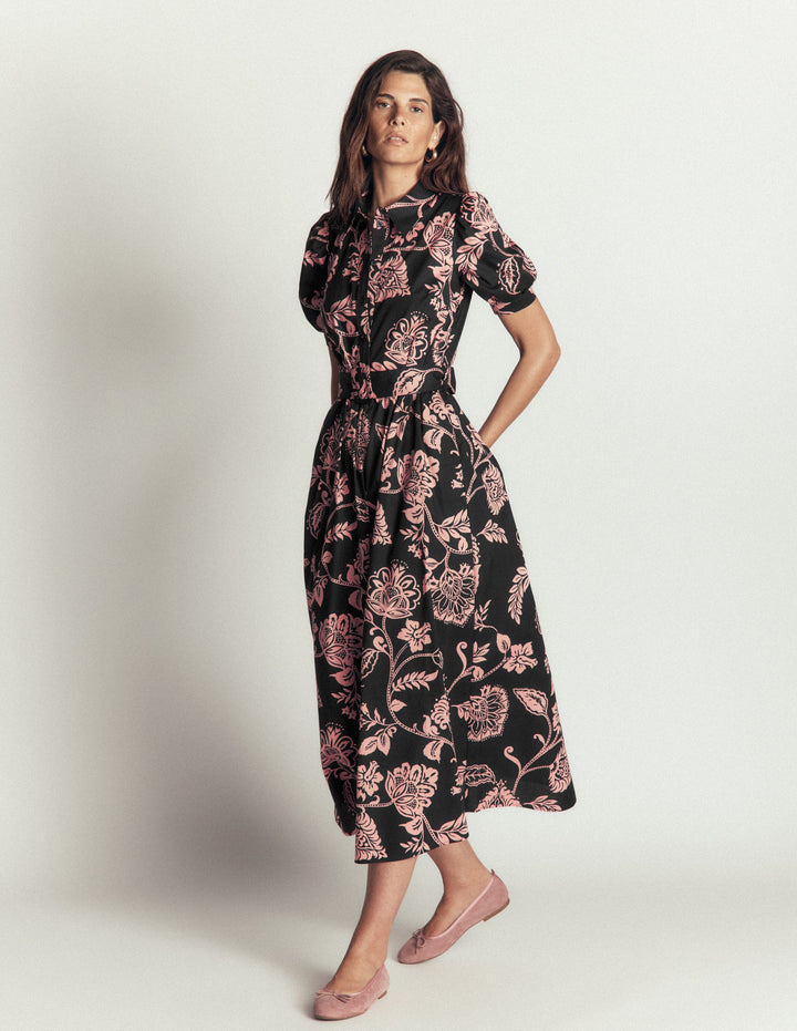 boden easy midi dress Boden Women's Ivy Button Linen Midi Dress in Blue