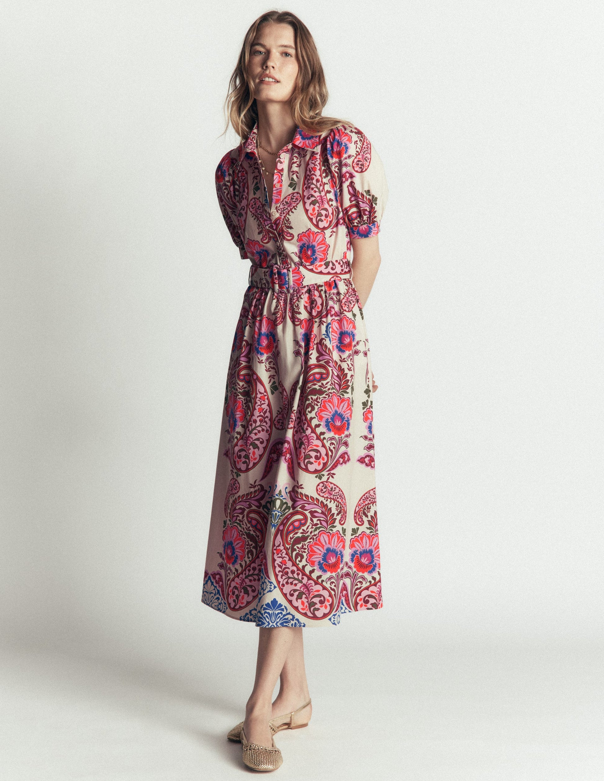 Belted Cotton Midi Dress-Multi, Bohemia Dream-4